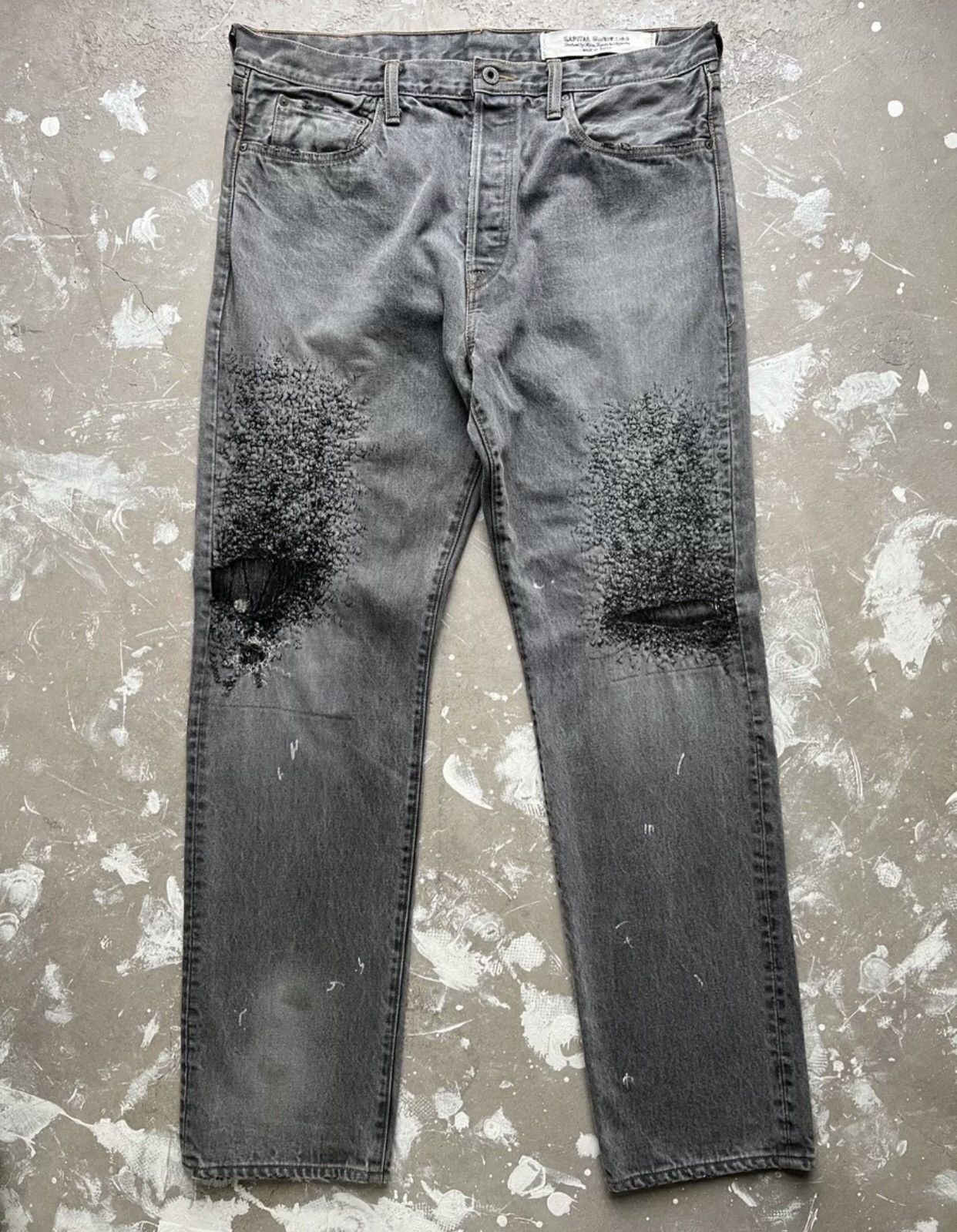 image of Kapital Erosive Boro Second Son Jeans in Grey, Men's (Size 38)