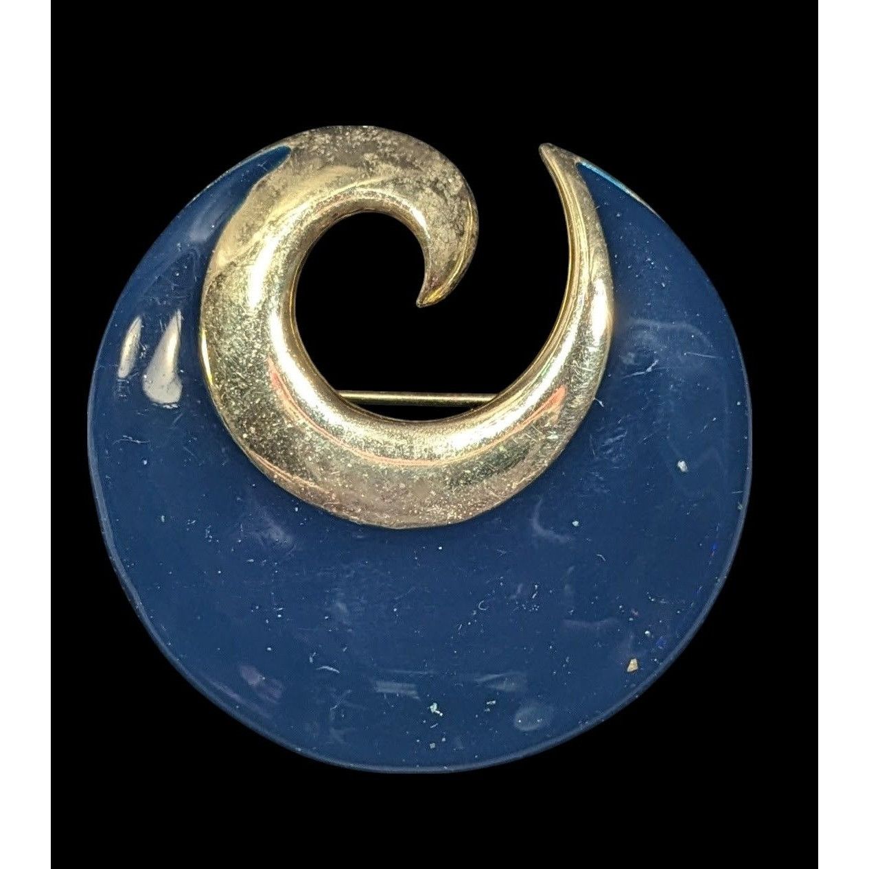 Other Vintage Blue And Gold Swirl Metal And Enamel Brooch Size ONE SIZE - 1 Thumbnail