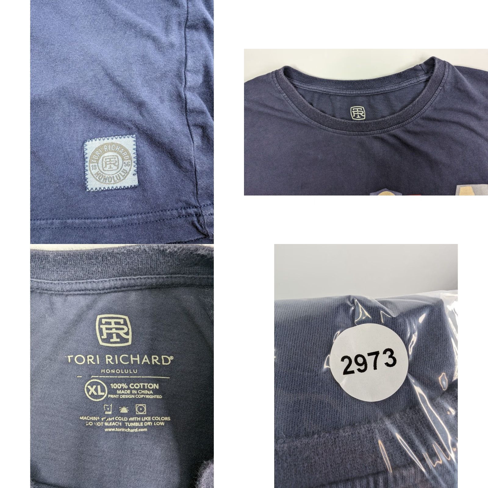 Tori Richard Tori Richard T-Shirt Navy 100% Cotton Mens XL Hawaiian Fish Outdoor Logo Crew Neck Short Sleeve Size US XL / EU 56 / 4 - 8 Thumbnail