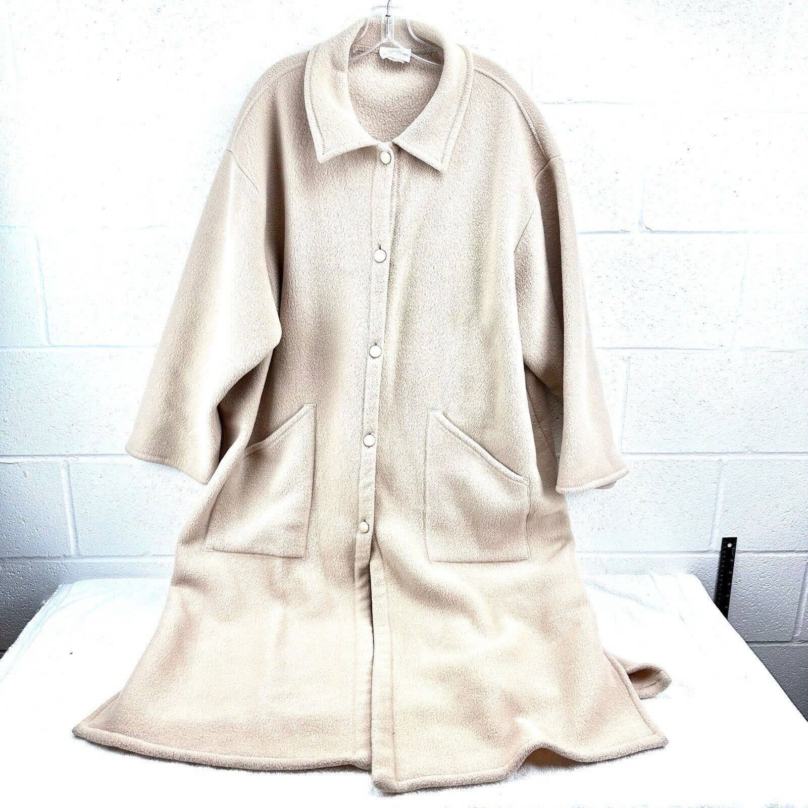 Linda Lundstrom Fleece Mid Length Cream Beige Coat Jacket