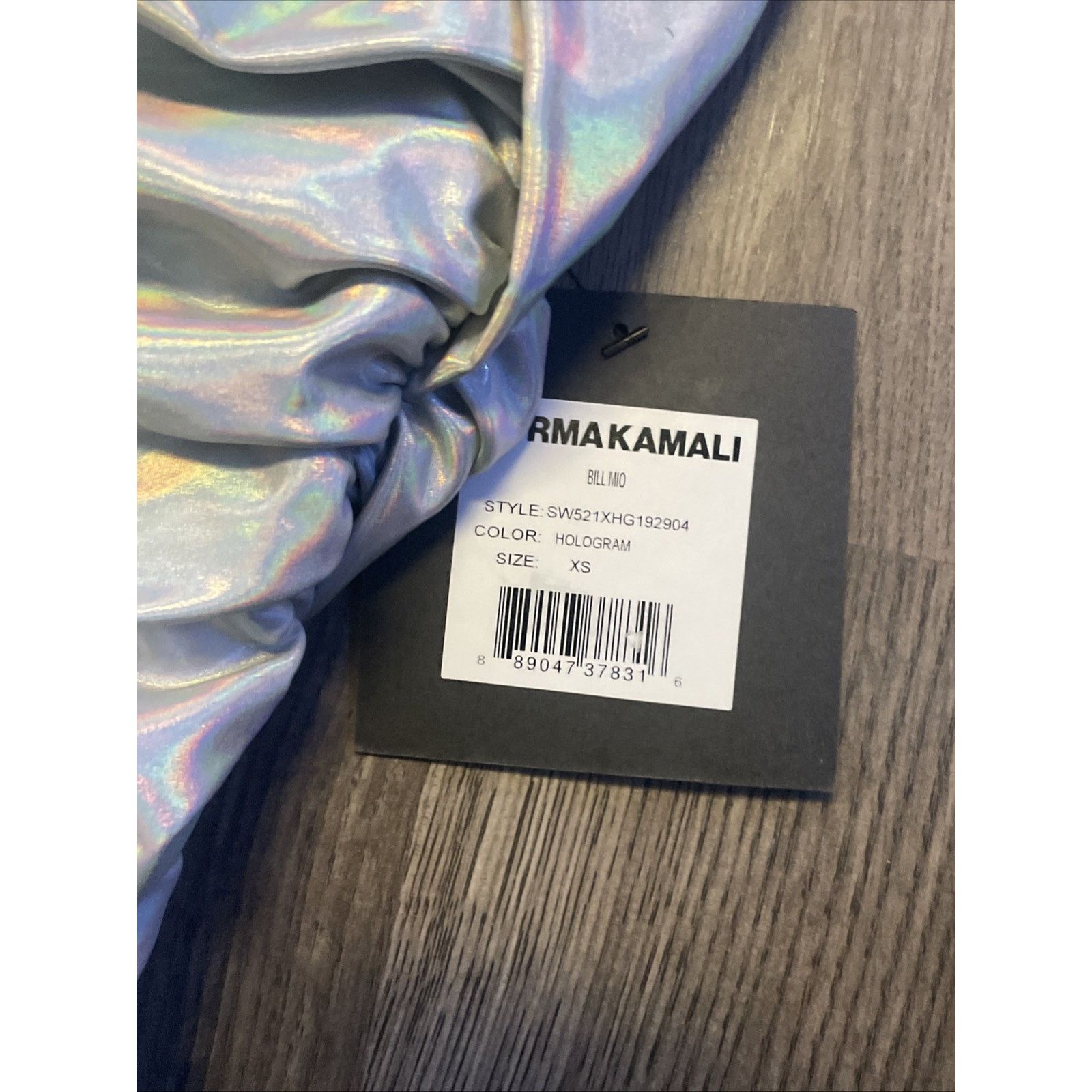 Norma Kamali Norma Kamali Bill Mio Swimsuit XS NWT Silver Iridescent Size ONE SIZE - 4 Thumbnail