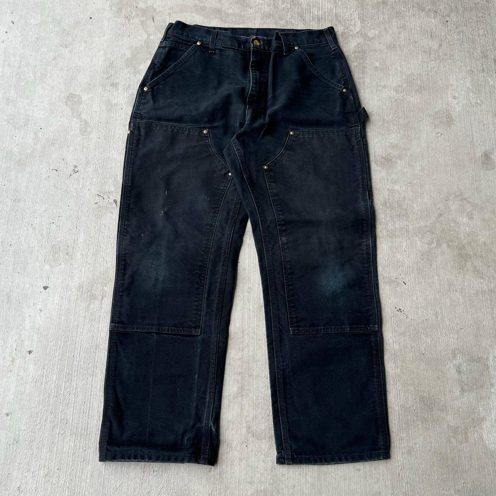 Carhartt × Vintage Carhartt faded black double knee work wear carpenter pants Size US 32 / EU 48 - 1 Thumbnail