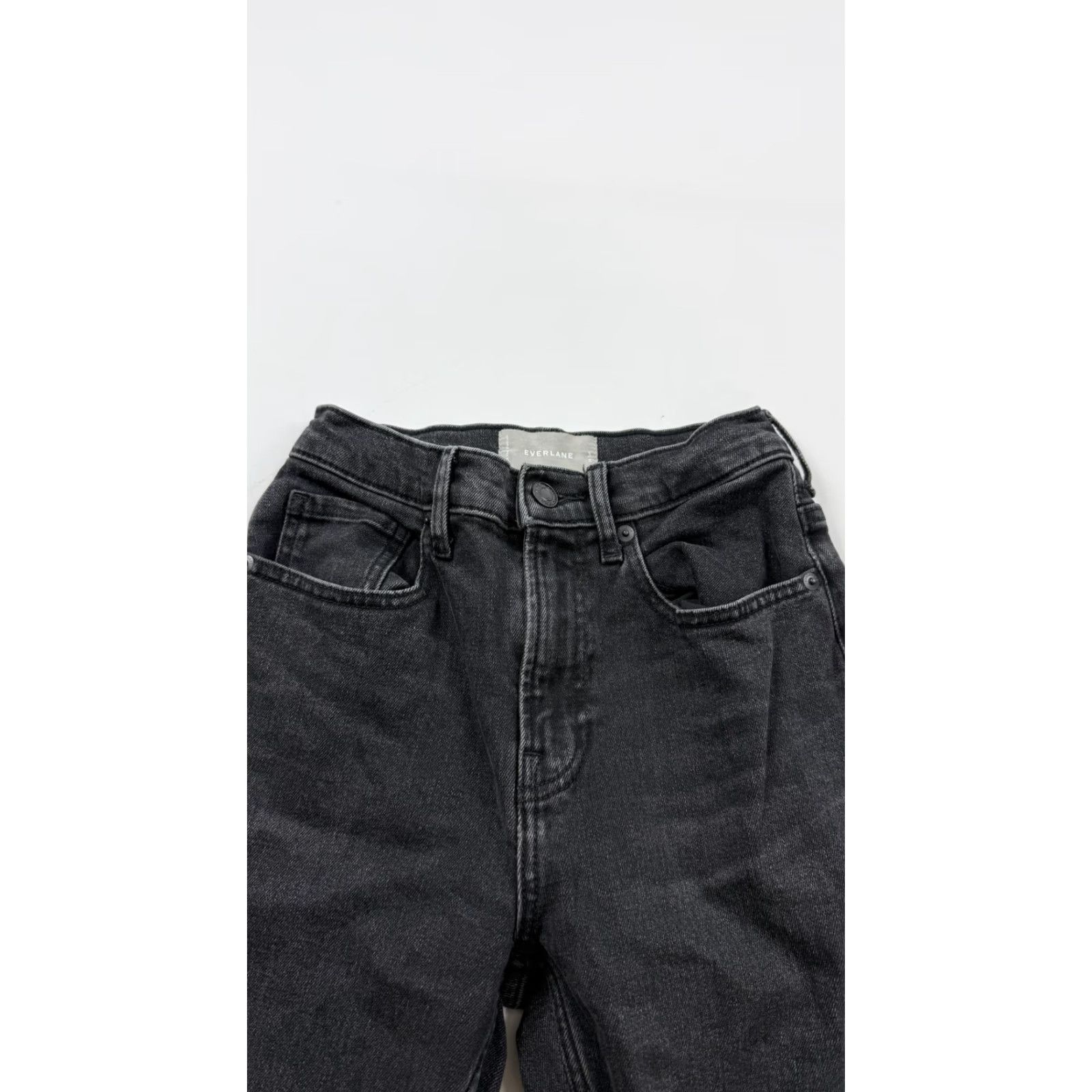 Everlane Everlane Jeans Womens 24 Black Mid Rise Straight Leg Raw Hem Stretch Cropped Denim Pant Women Structure Size 42" / US 20 - 2 Thumbnail