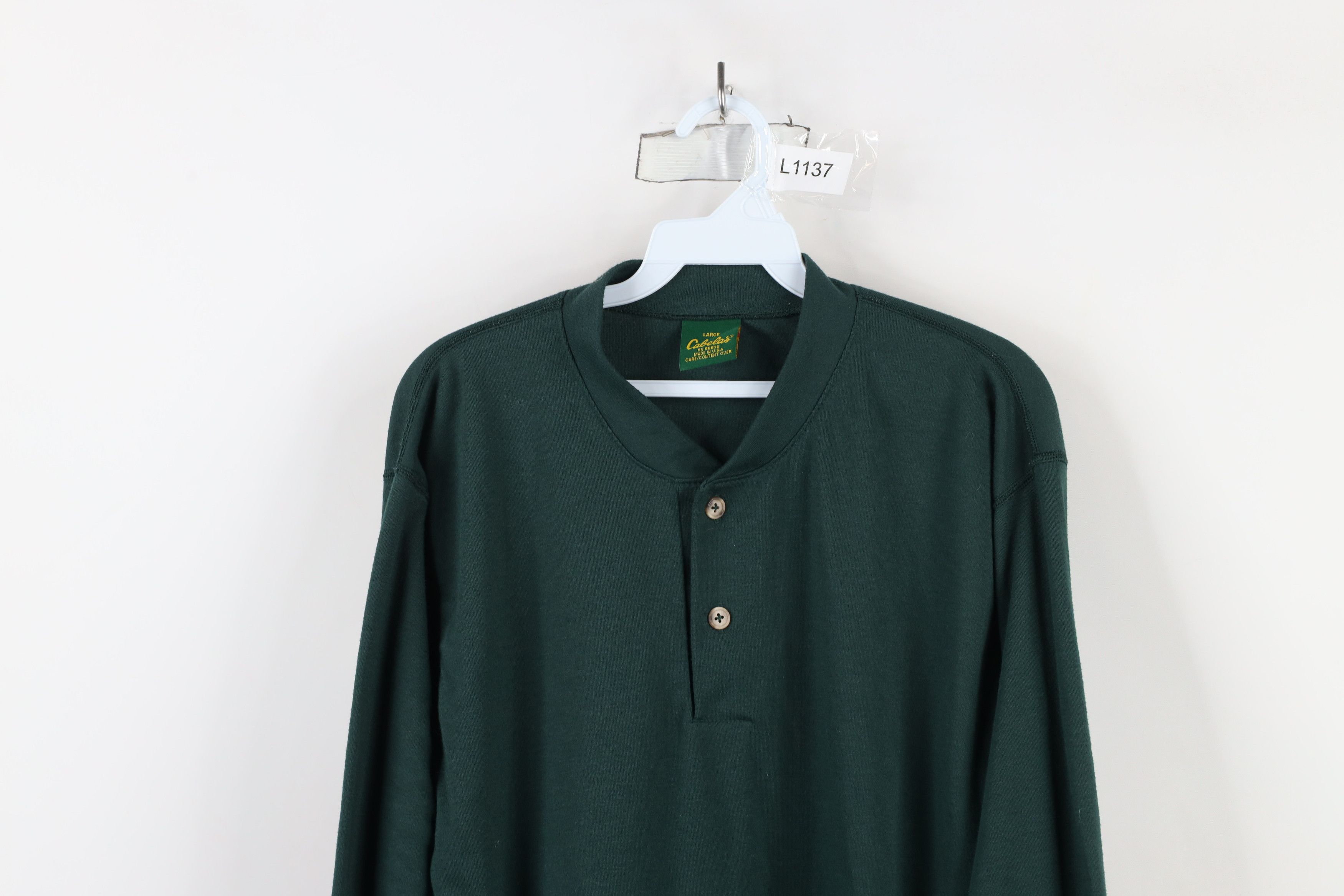 Cabelas × Vintage Vintage 90s Cabelas Knit Long Sleeve Henley T-Shirt USA Size US L / EU 52-54 / 3 - 2 Thumbnail