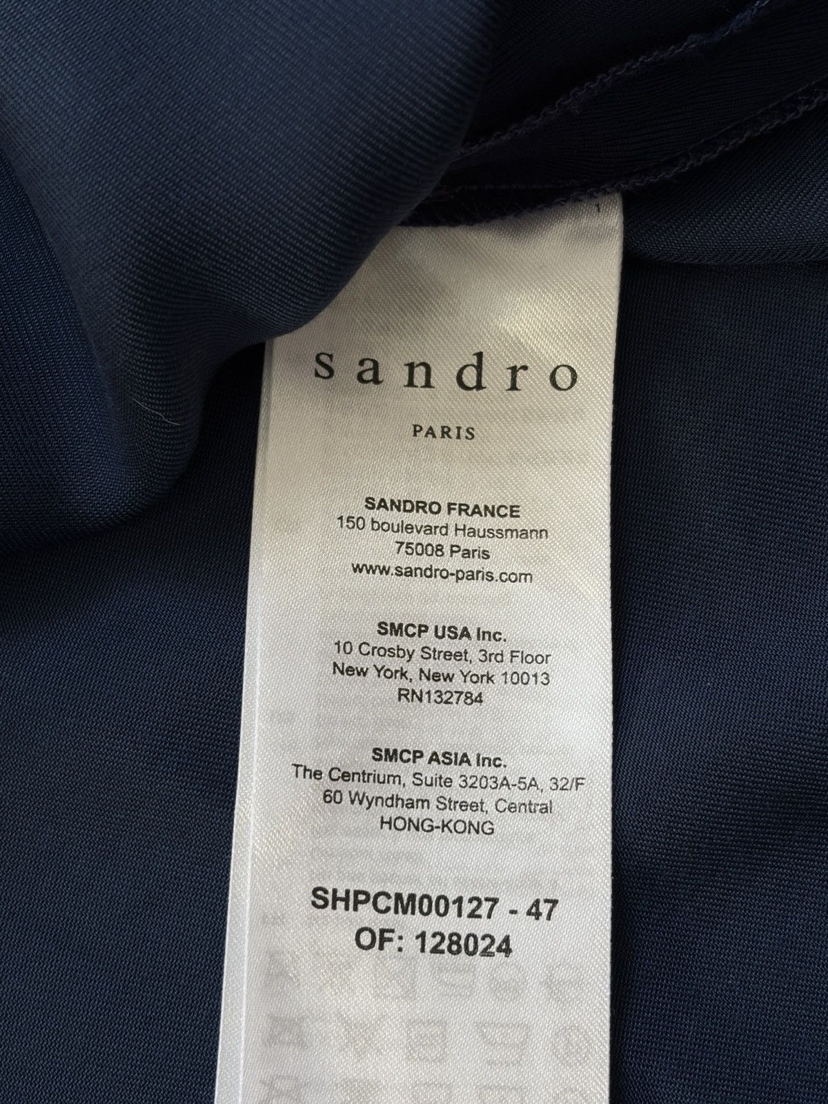 Sandro Sandro Paris Navy Blue Viscose Short Sleeve Shirt XL Size US M / EU 48-50 / 2 - 4 Thumbnail
