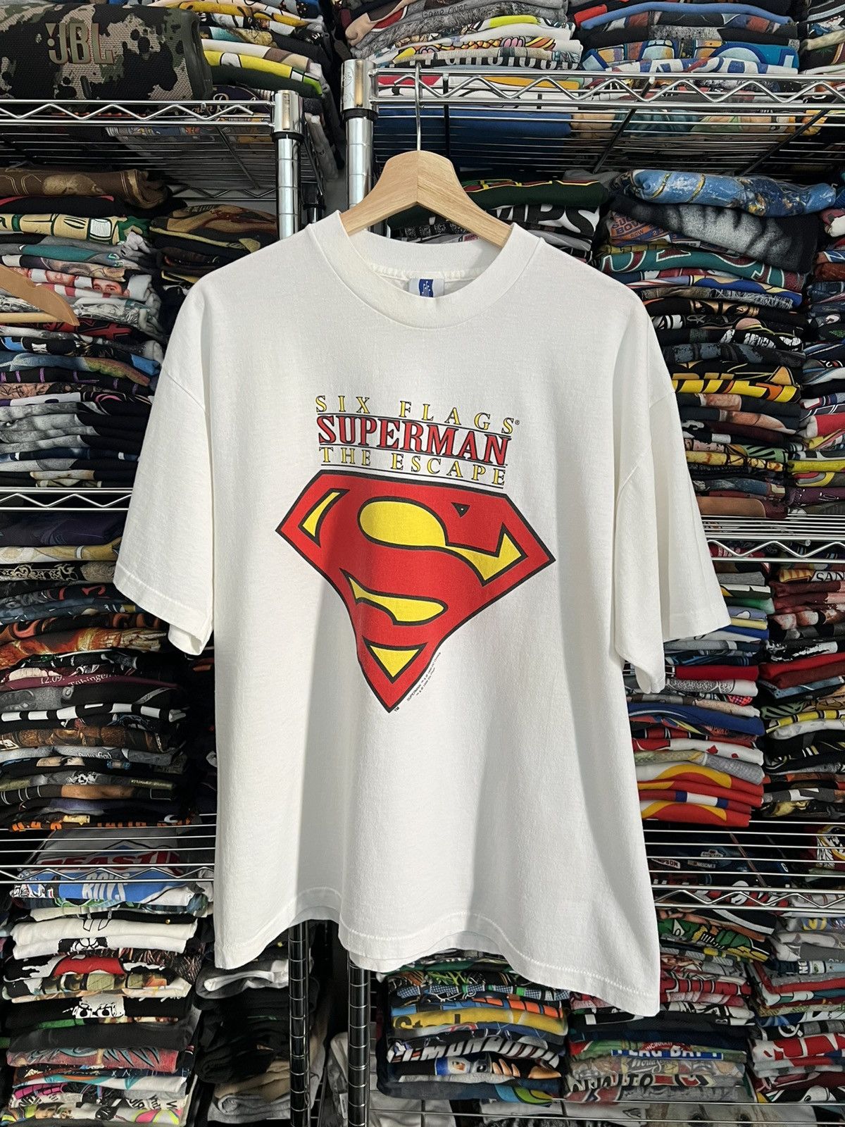 DC Comics 1996 Six Flags Superman The Escape Single Stitch Tee Size US XL / EU 56 / 4 - 1 Thumbnail