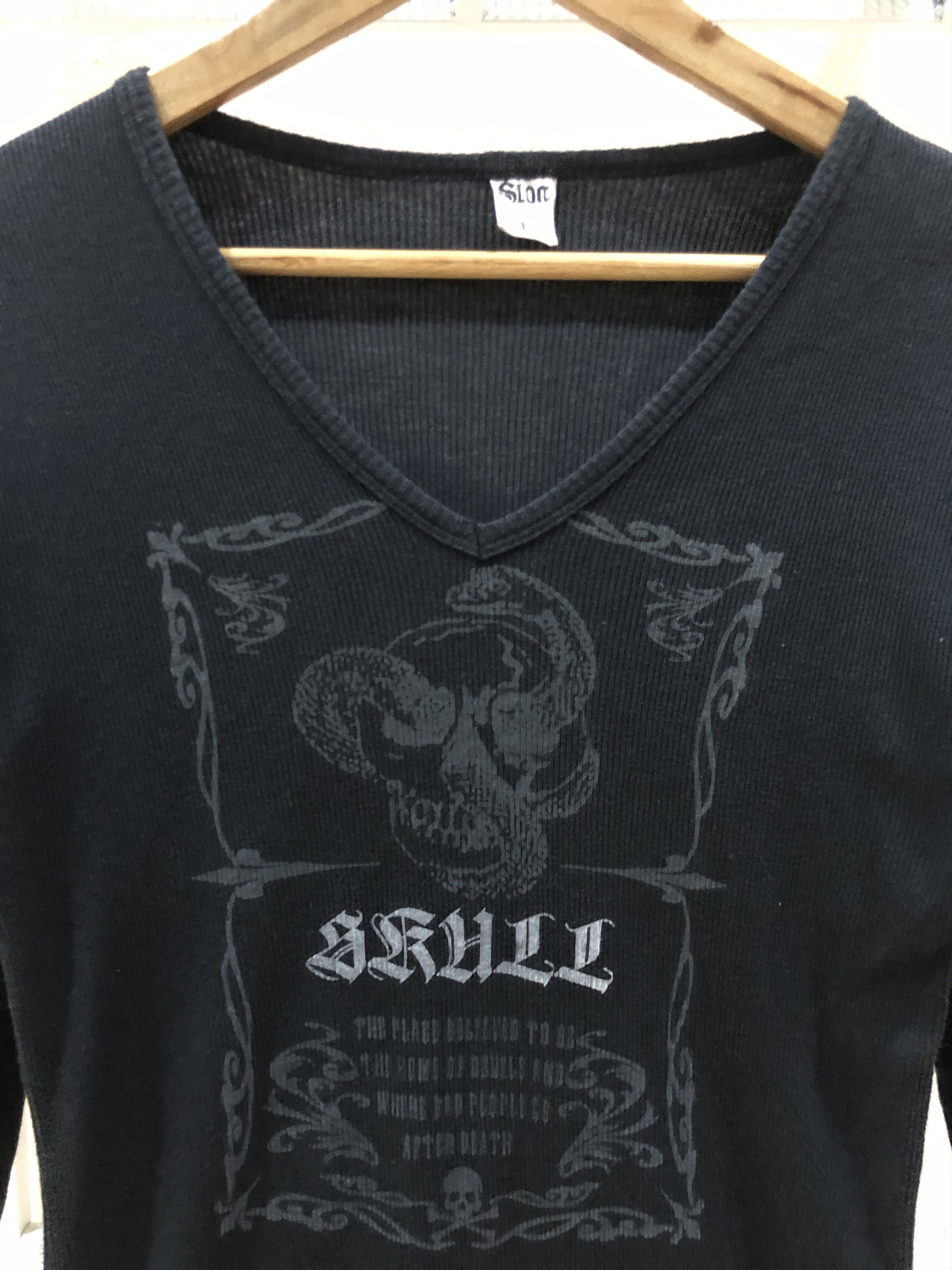 If Six Was Nine Y2k Skull Graphic Thermal Gothic Poem Skull Shirts Size L / US 10 / IT 46 - 2 Thumbnail