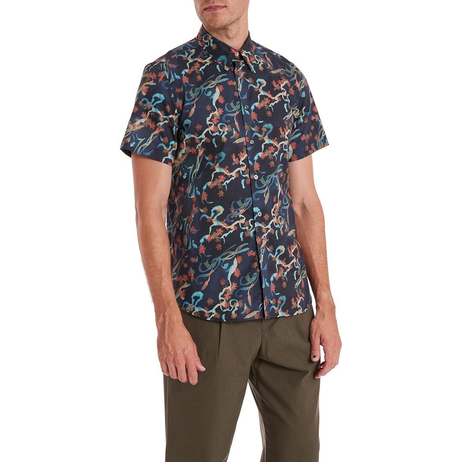 Paul Smith NWT $175 PAUL SMITH Blue Short Sleeve Sea Motif Shirt. Large Size US L / EU 52-54 / 3 - 1 Thumbnail