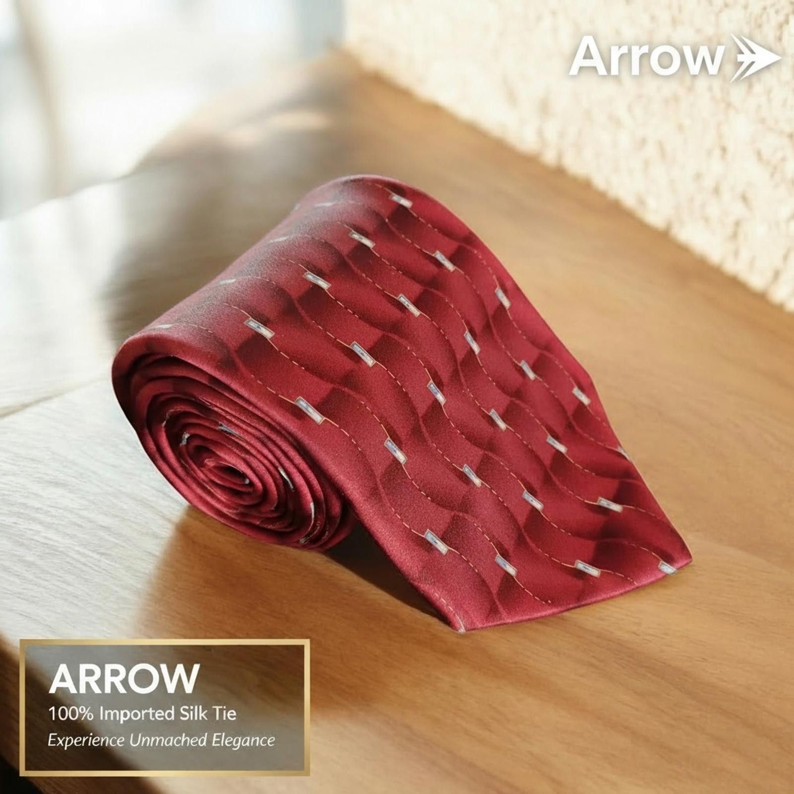 Arrow Arrow Burgundy Patterned Silk Tie Size ONE SIZE - 1 Thumbnail
