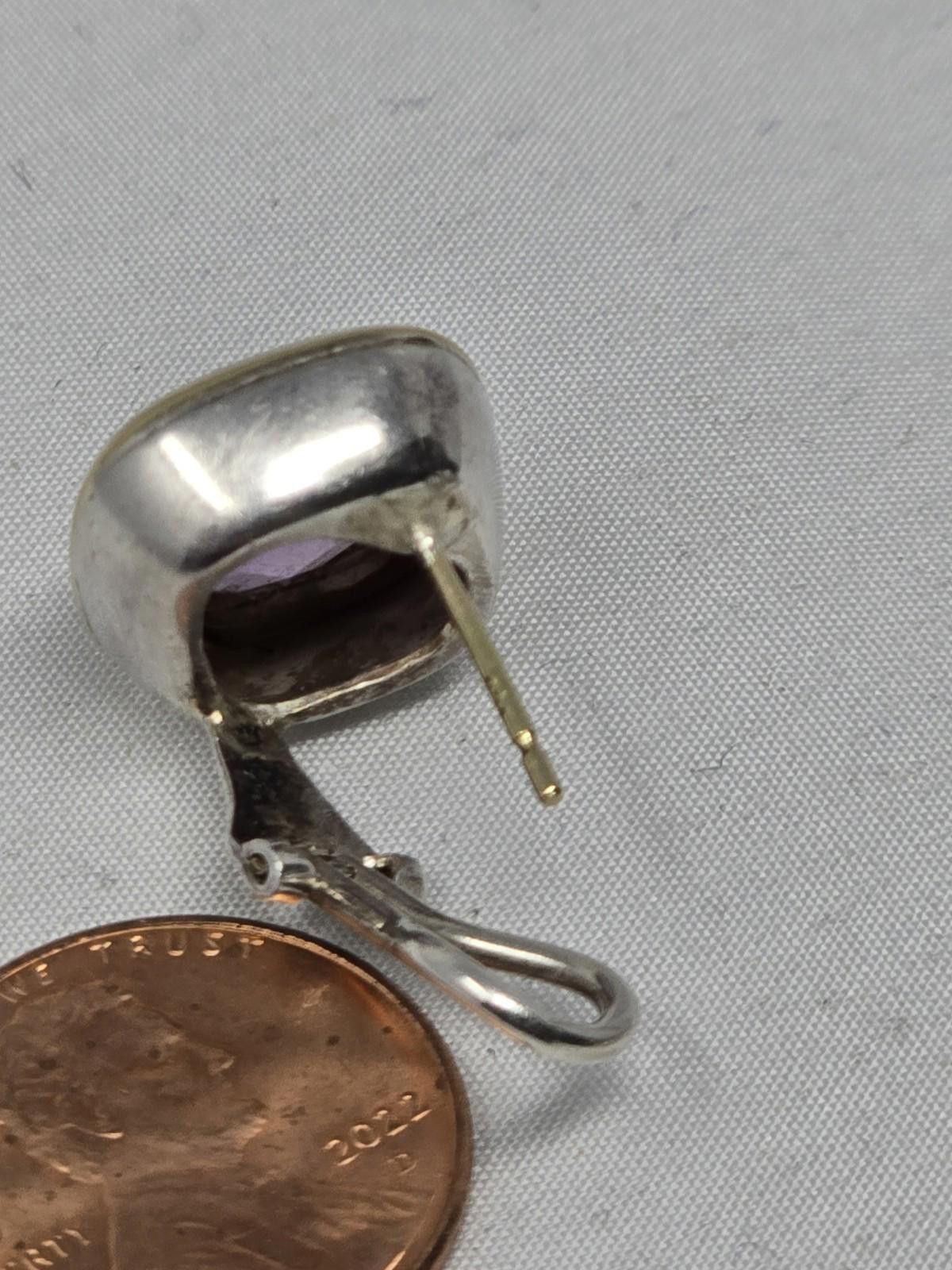 Other 925 Sterling & 18K Gold Amethyst Ring 7.5 + Earrings Set Size ONE SIZE - 4 Thumbnail