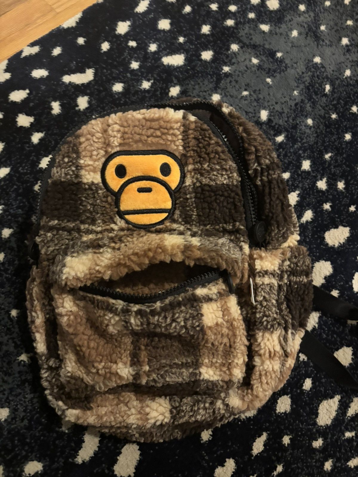 Bape Bape baby milo mini fur check backpack multicolor Size ONE SIZE - 3 Thumbnail
