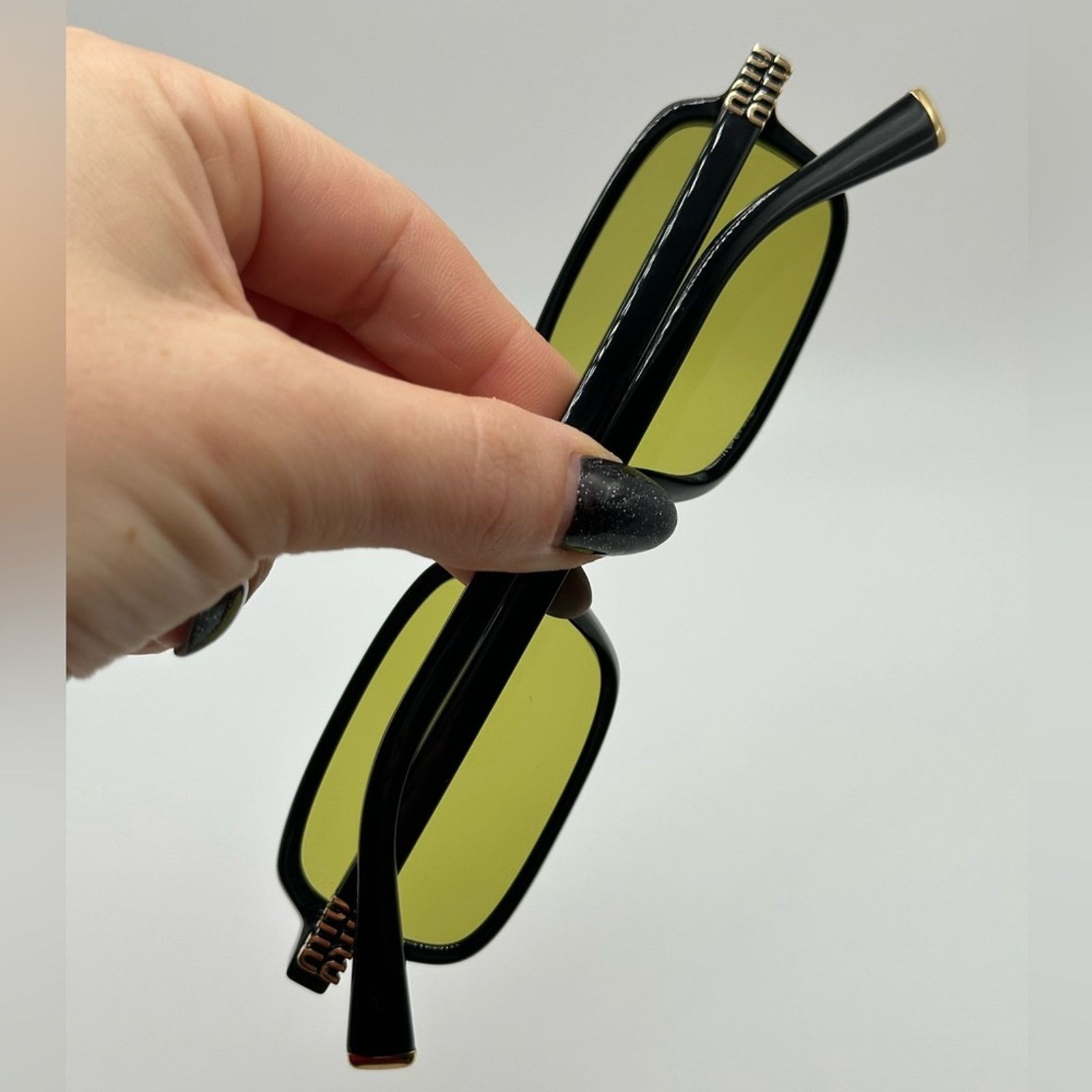 Miu Miu NEW MIU MIU Sunglasses MU11ZS 16K07O Black Green Unisex Size ONE SIZE - 10 Thumbnail