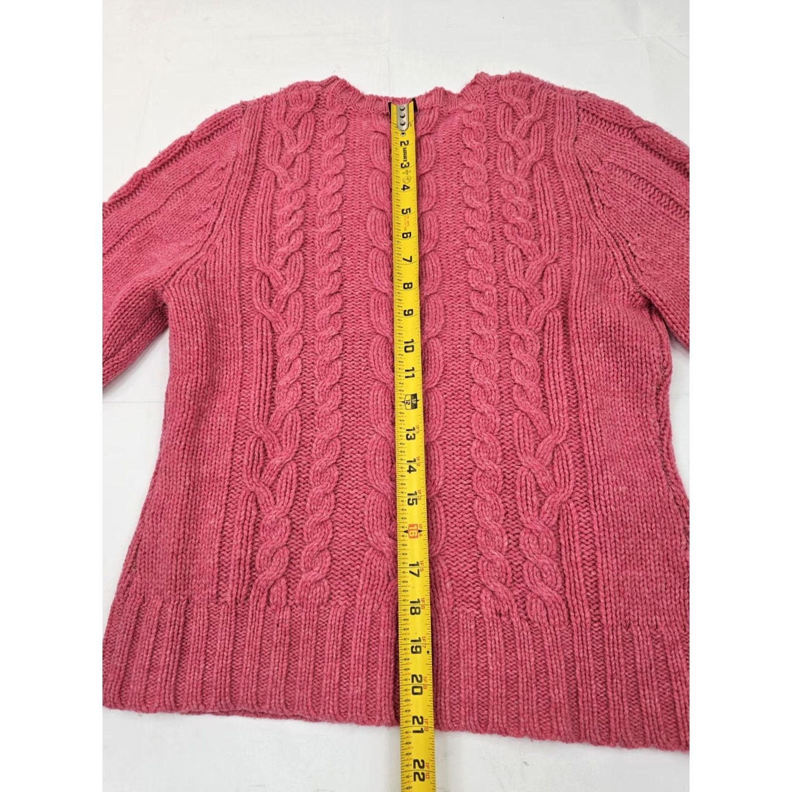 American Eagle Outfitters American Eagle Outfitters Sweater Women L Pink Crew Neck Cable Knit Shetland Merino Wool Knit Pullover Size L / US 10 / IT 46 - 6 Thumbnail