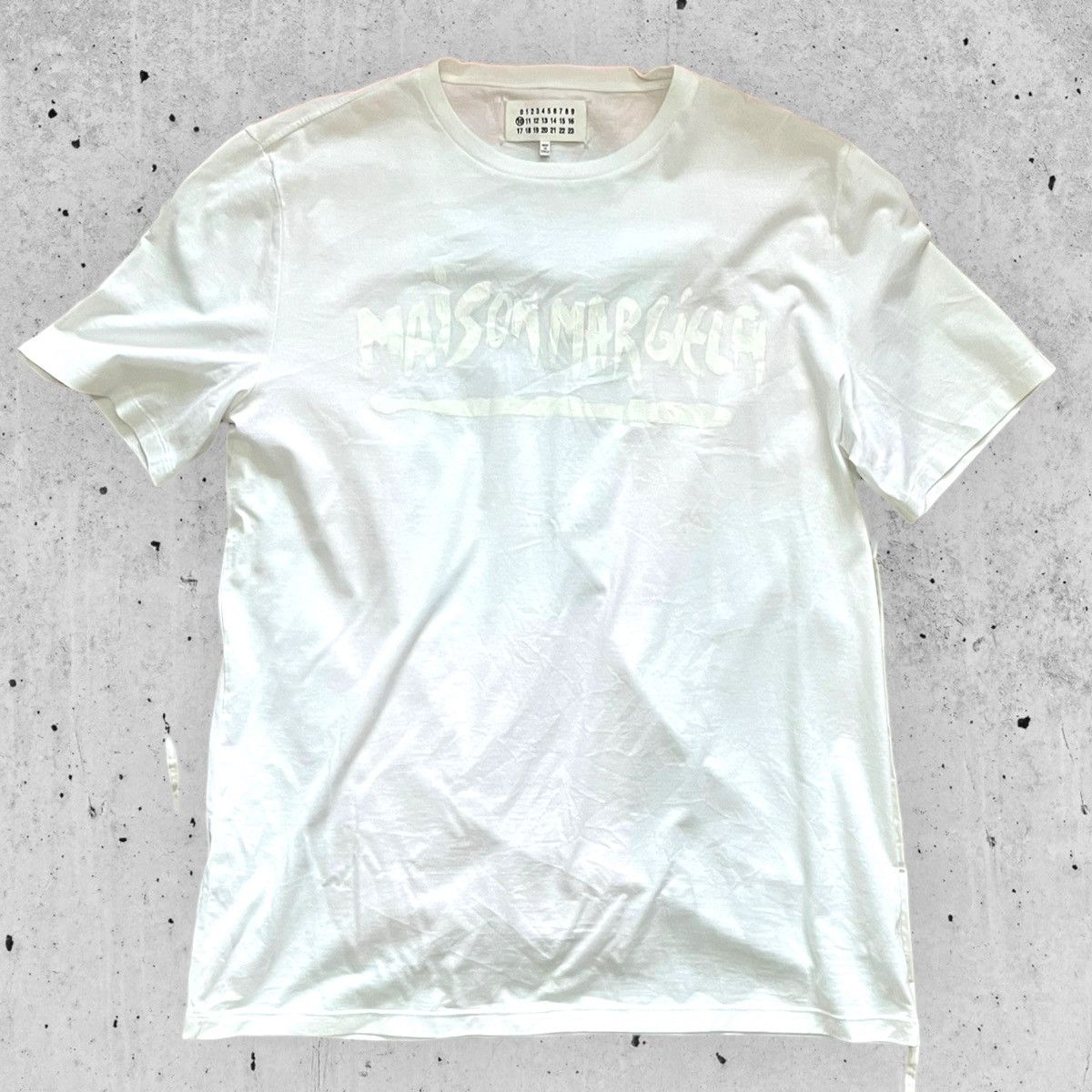 image of Archival Clothing Maison Margiela T Shirt Tonal Logo in White, Men's (Size Large)