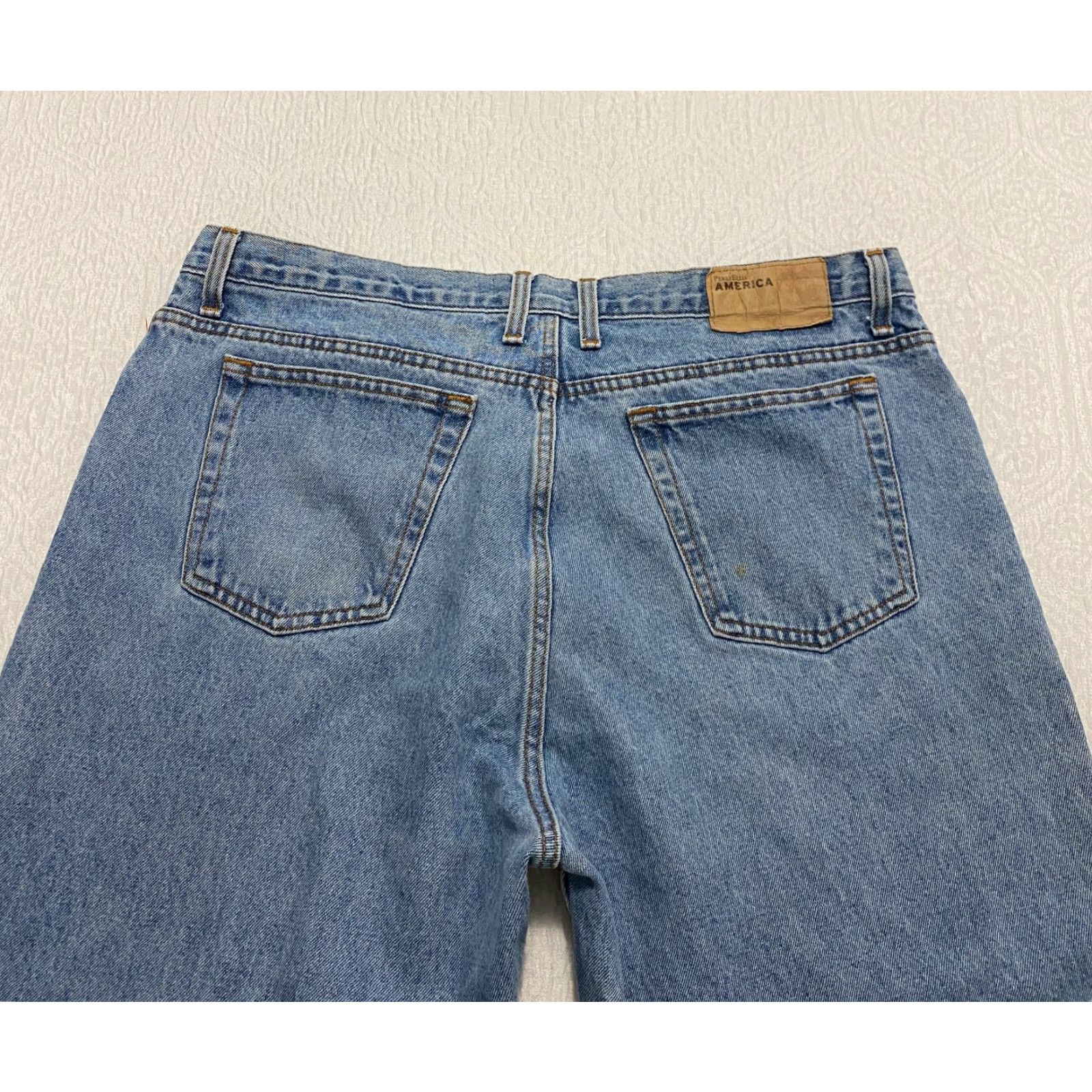 Perry Ellis Perry Ellis America Jeans Mens Size 40x32 Blue Straight Light Wash Jeans Size US 40 / EU 56 - 5 Thumbnail