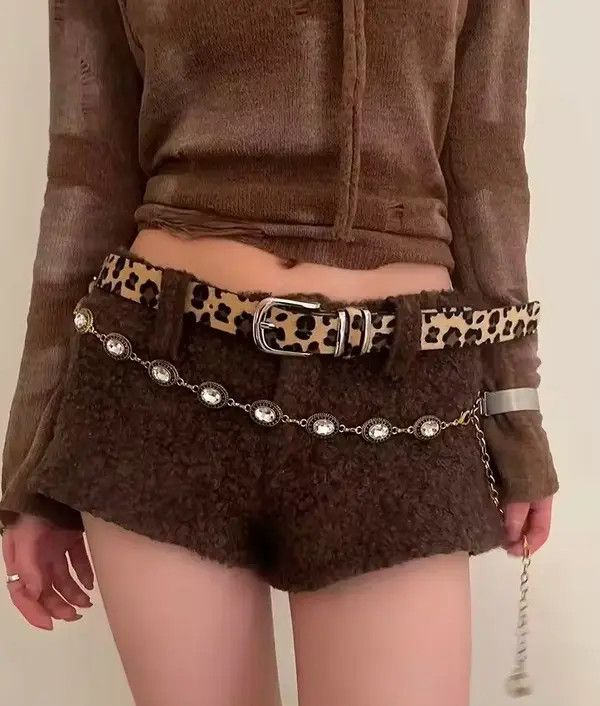 Japanese Brand Haruno x Aoki leopard cheetah print pu leather belt Size ONE SIZE - 1 Thumbnail