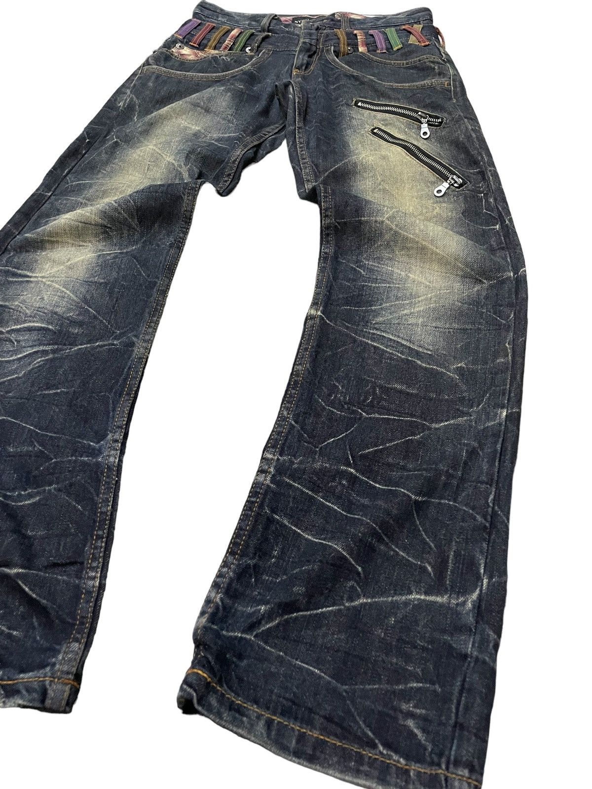 GOSTAR DE FUGA × Hysteric Glamour Nylaus Japan Mud Wash Double Waist Claw Mark Jeans Size US 30 / EU 46 - 11 Thumbnail