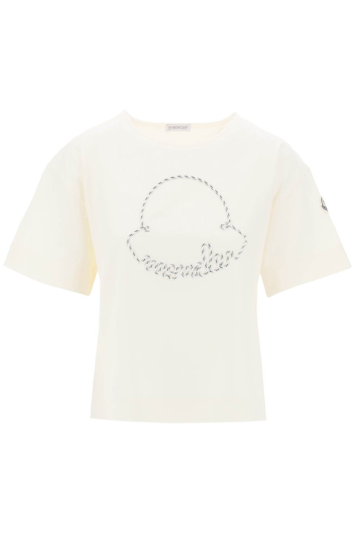 image of Moncler T-Shirt With Nautical Rope Logo Design in Natural, Women's (Size Small)