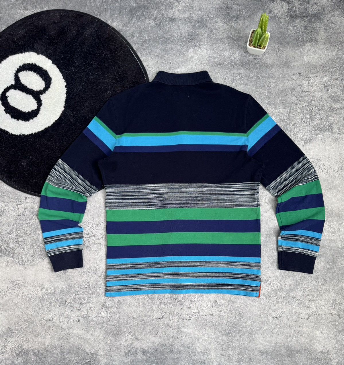 Missoni Missoni Italy Luxury Striped Long Sleeve Navy/ Green/Blue Size US S / EU 44-46 / 1 - 11 Thumbnail