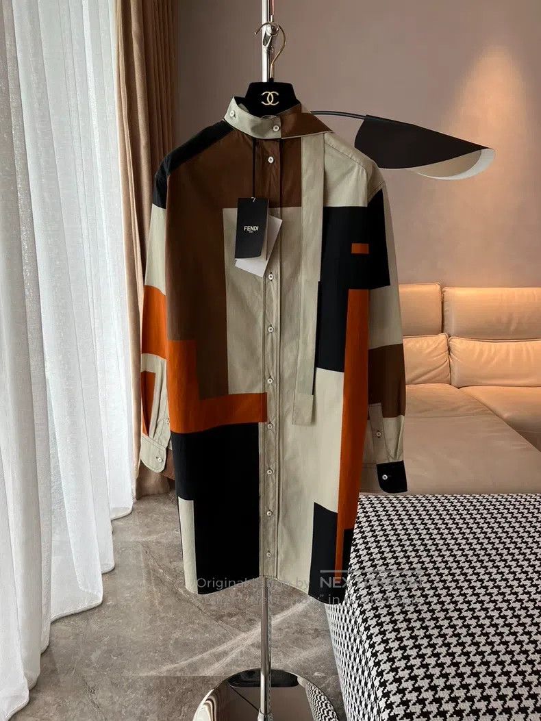 Fendi Fendi Geometric color combination shirt dress Size XS / US 0-2 / IT 36-38 - 1 Thumbnail