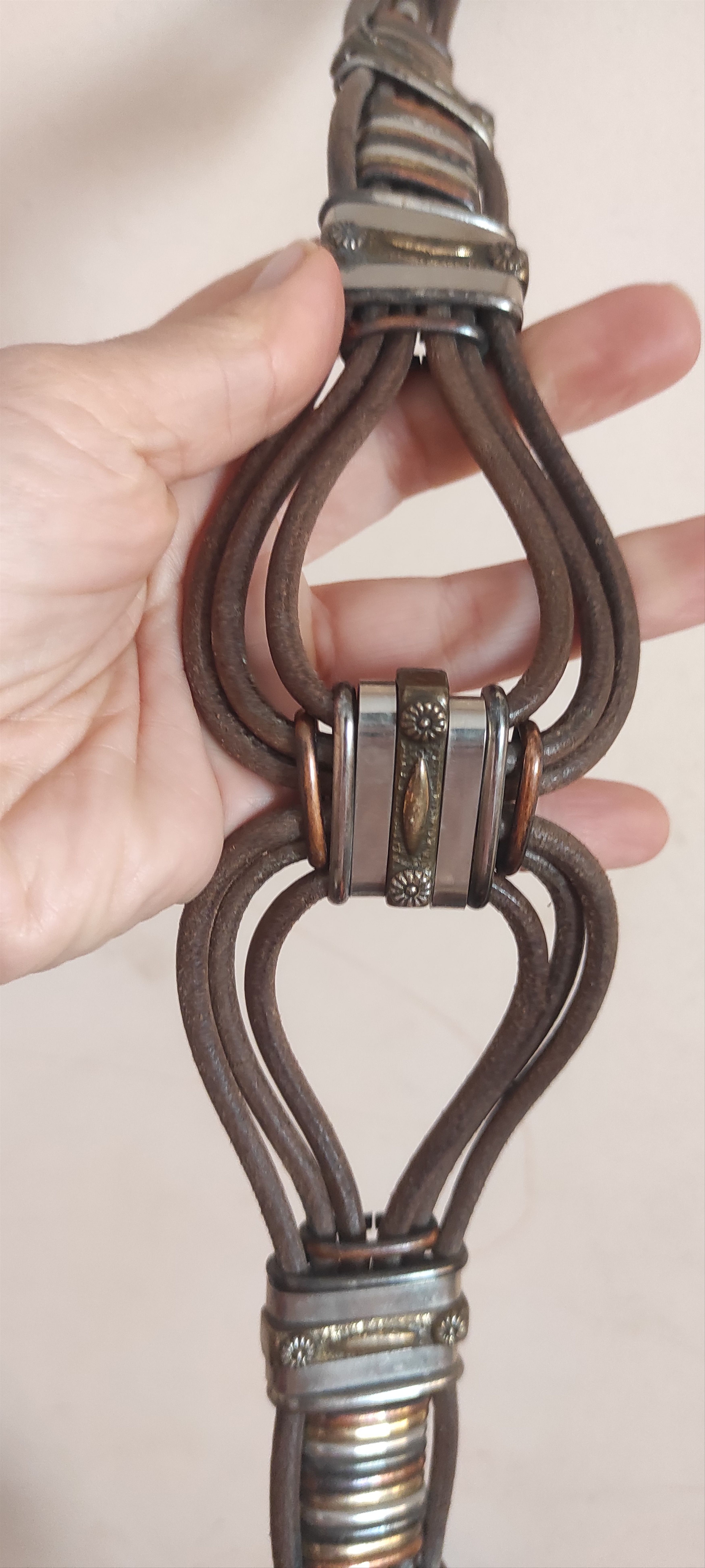 Vintage Sultanija Brass Leather Ethnic Boho Belt Florence Italy Size ONE SIZE - 4 Thumbnail