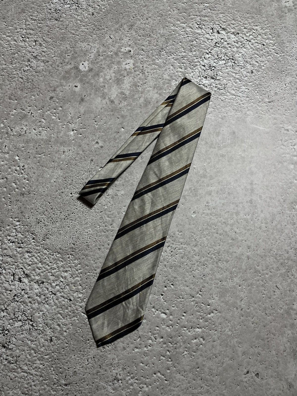 Ermenegildo Zegna × Vintage Ermenegildo Zegna Italy Silk Linen Tie Striped Classic Size ONE SIZE - 1 Thumbnail