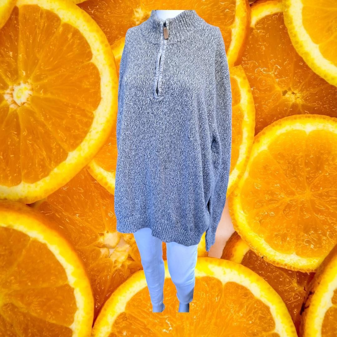 Other St John's Bay 1/4 Zip Marled Gray Sweater 100% Cotton Size 2 Size US XL / EU 56 / 4 - 1 Thumbnail