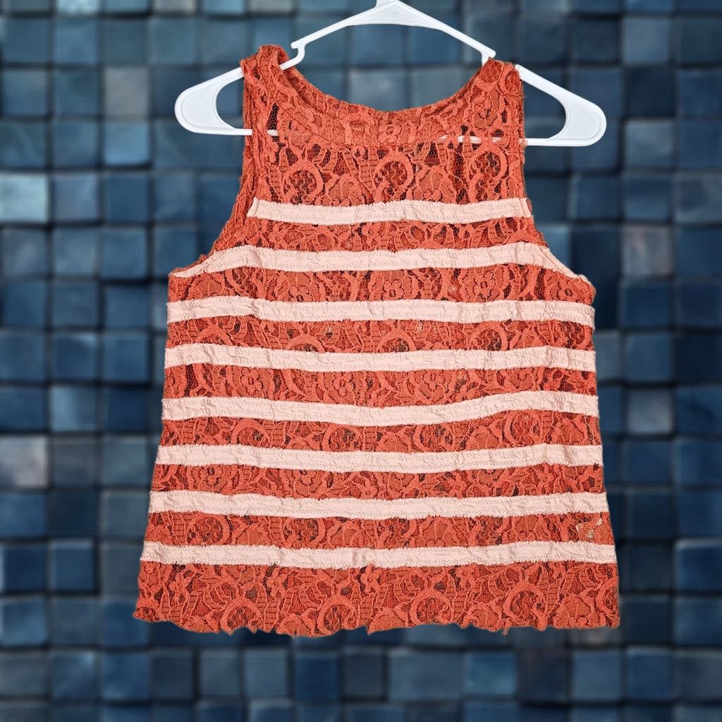Free People Free People Orange Pink Stripes Tank Top XS Tank Womens XS Orange Stripe Pattern Casual Sleeveless Top Size XS / US 0-2 / IT 36-38 - 1 Thumbnail