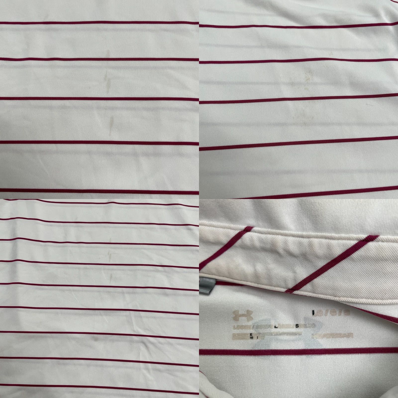 Under Armour Under Armour HeatGear Polo Shirt Mens L White Striped Short Sleeve Golf Activewear Top Size US L / EU 52-54 / 3 - 8 Thumbnail