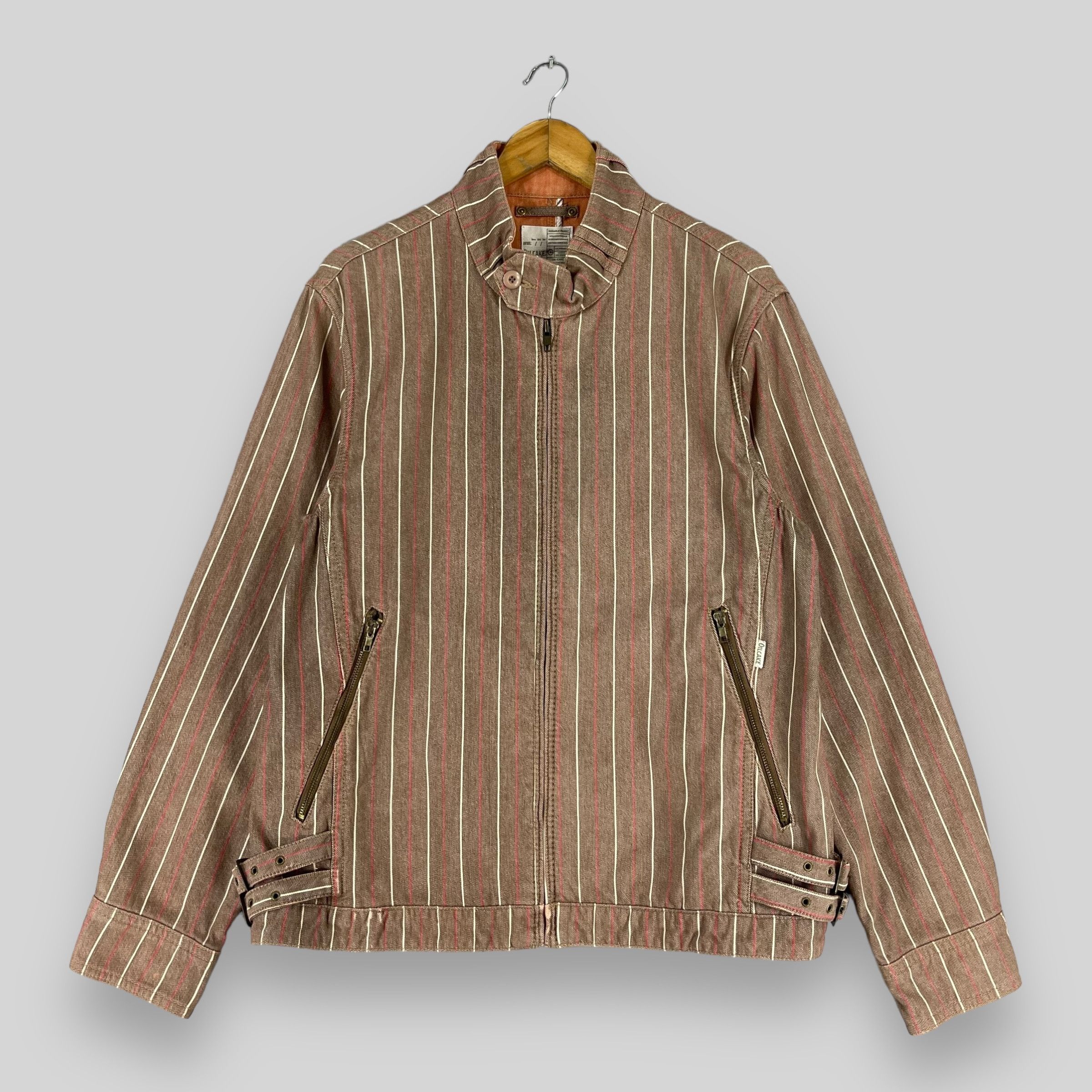 Japanese Brand Vintage OILCAKE Japan Pinstripe Denim Bondage Bikers Jacket Size US M / EU 48-50 / 2 - 1 Thumbnail