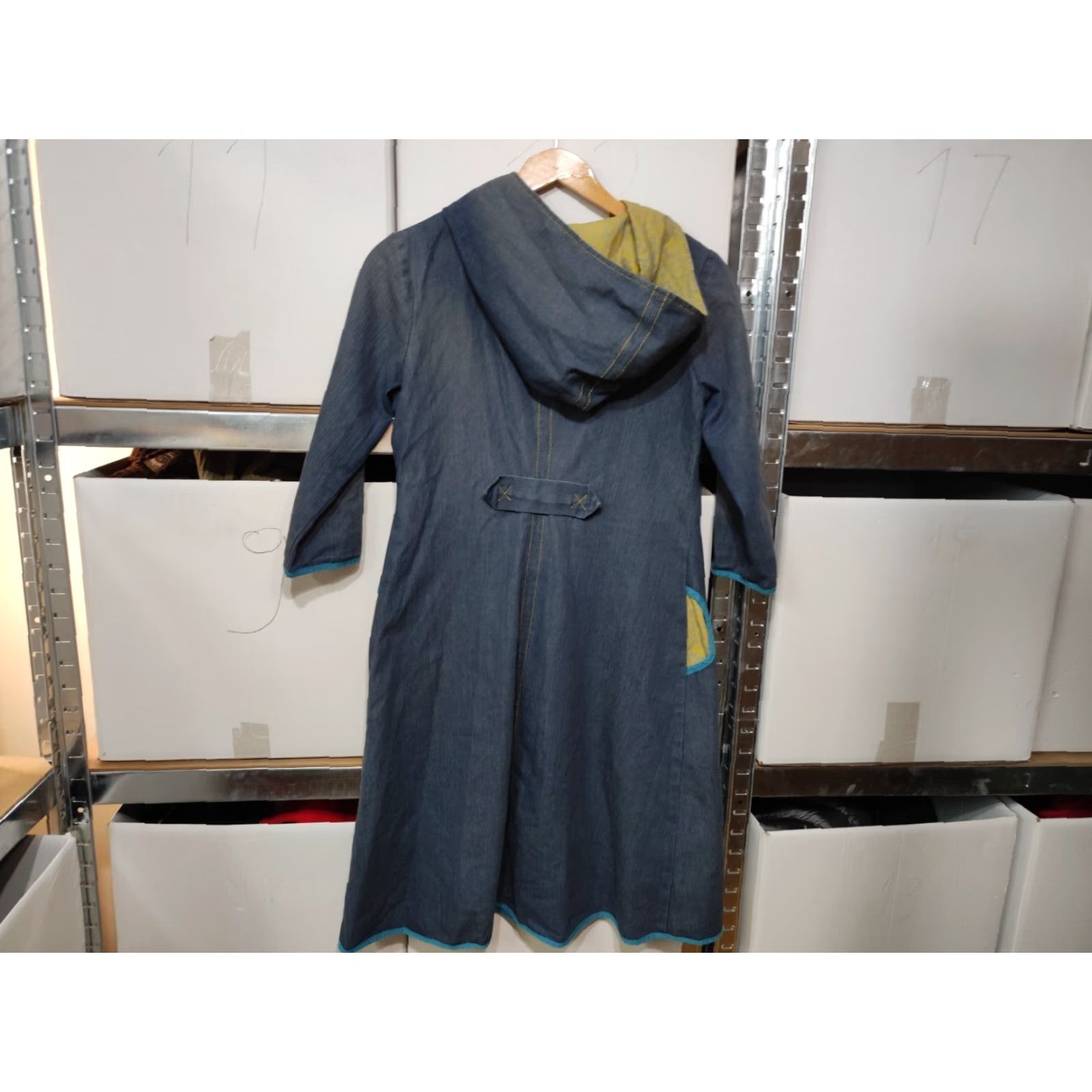 Denime Tulip & Tatamo Oda Dress Womens Size M Boutique Hooded Norway Blue Denim Dress Long Sleeve Pullover Casual Fall Spring Summer Cotton Polyester Velvet? Size M / US 6-8 / IT 42-44 - 2 Thumbnail