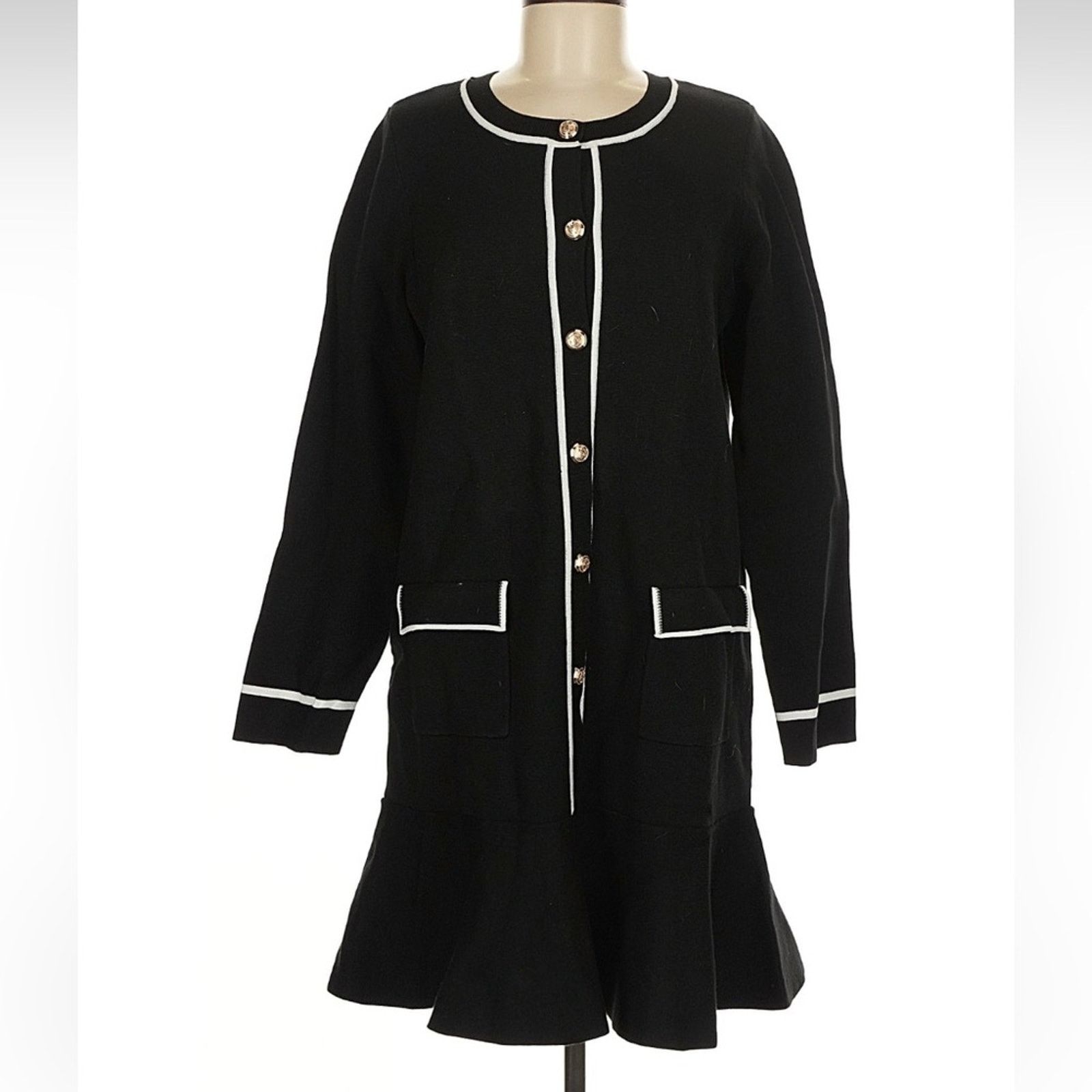 Anthropologie Anthropologie Endless Rose Black Dress with White Accents Size M / US 6-8 / IT 42-44 - 1 Thumbnail