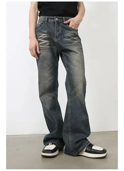 Jean American high street retro distressed loose flared jeans Size US 32 / EU 48 - 5 Thumbnail