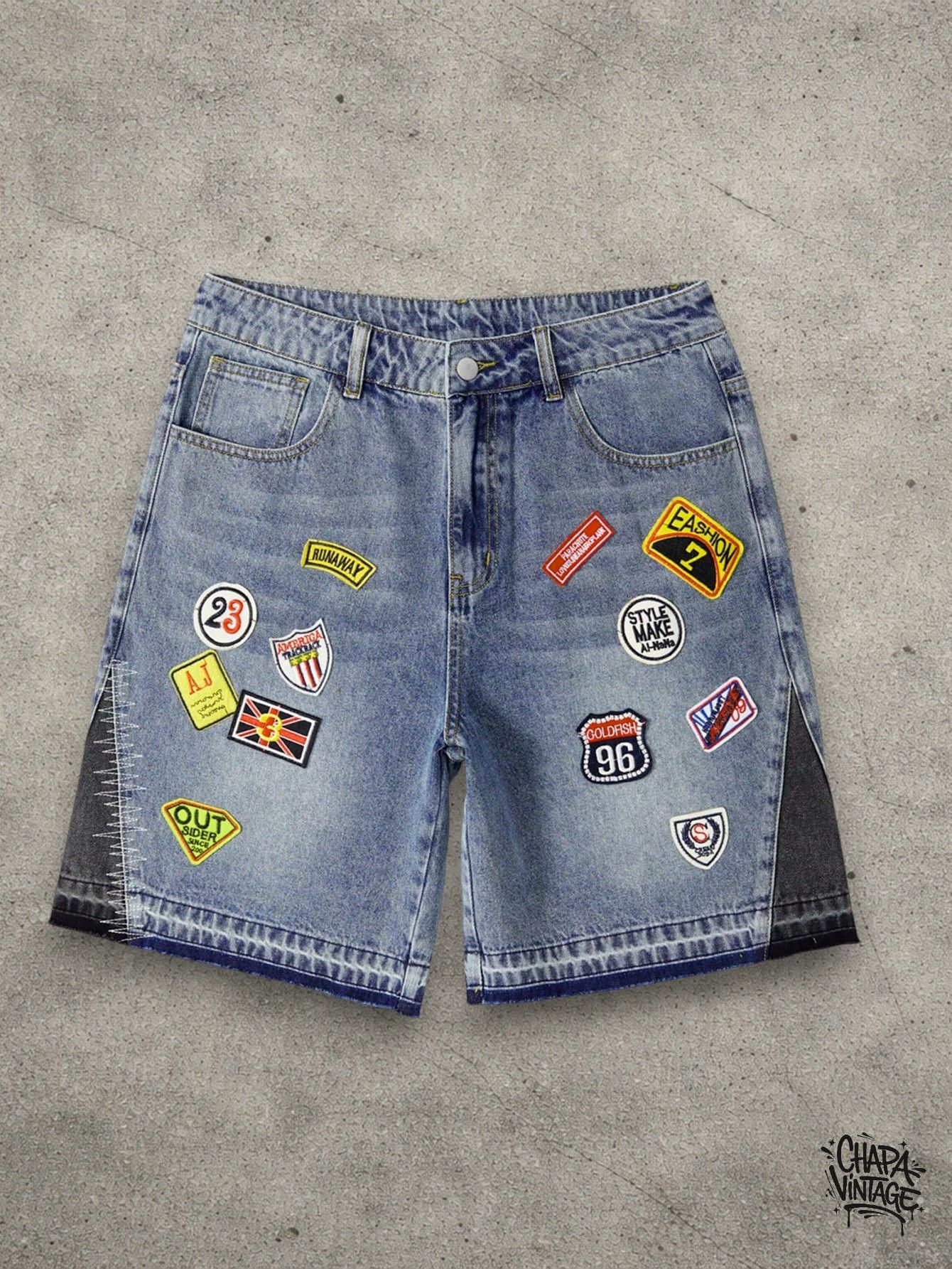Vintage Patchwork jeans shorts Size US 32 / EU 48 - 1 Thumbnail