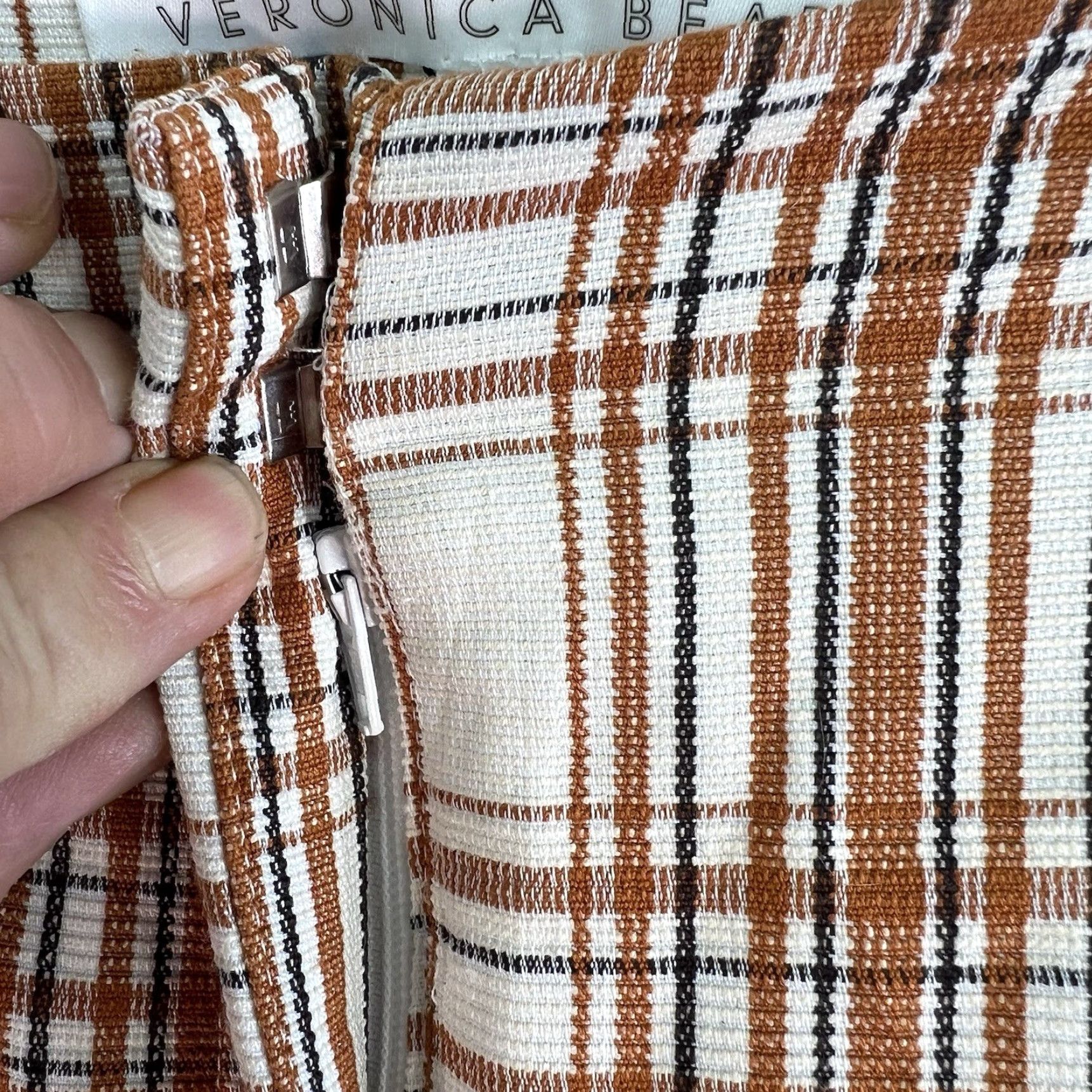 Veronica Beard VERONICA BEARD Pants DOVA Orange Plaid Trousers Cropped Size 10 Size 32" / US 10 / IT 46 - 6 Thumbnail