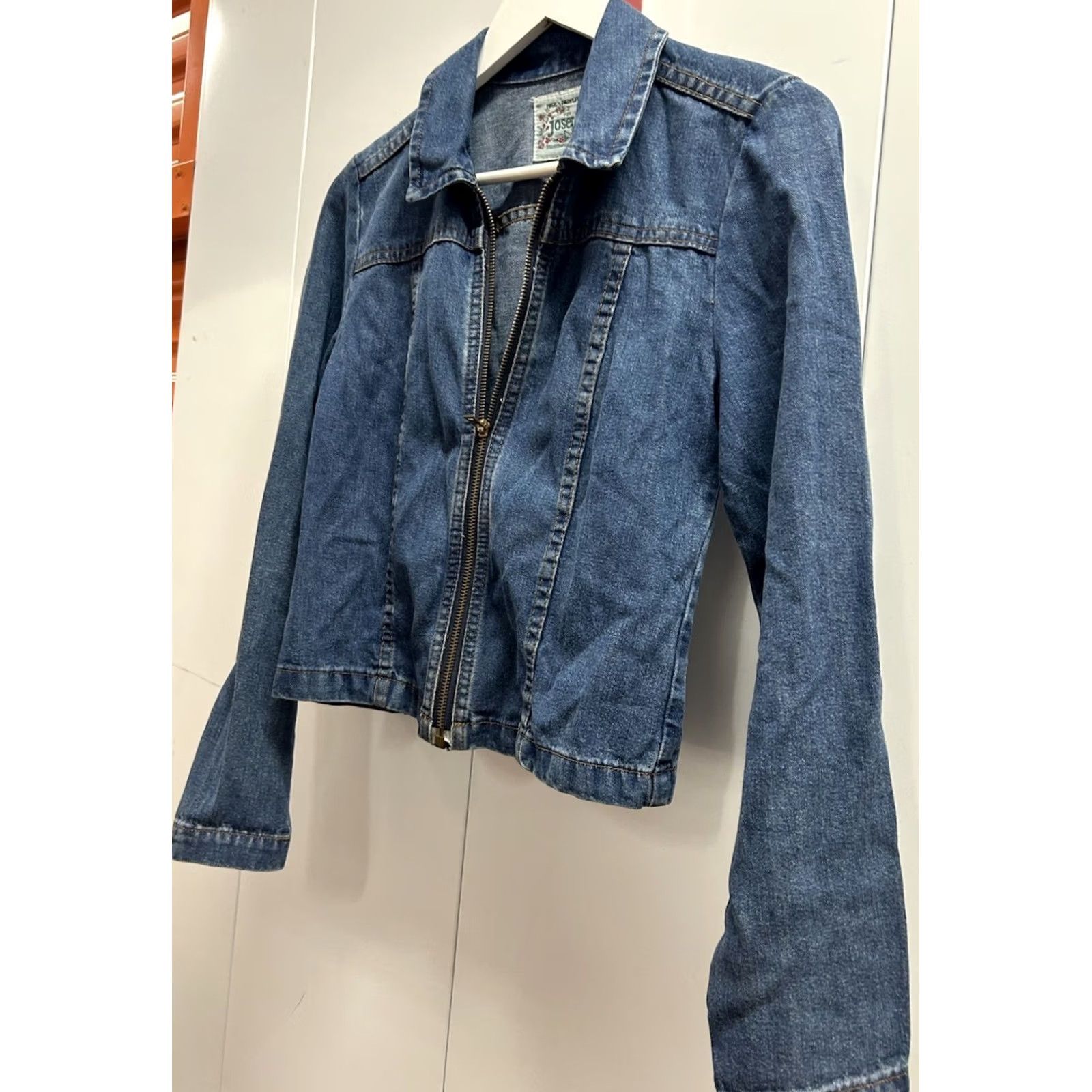 Joseph VINTAGE For Joseph Denim Jacket Womens Zipper Blue 1990s Size S USA Glam Rock Jacket Size 28" / US 6 / IT 42 - 4 Thumbnail