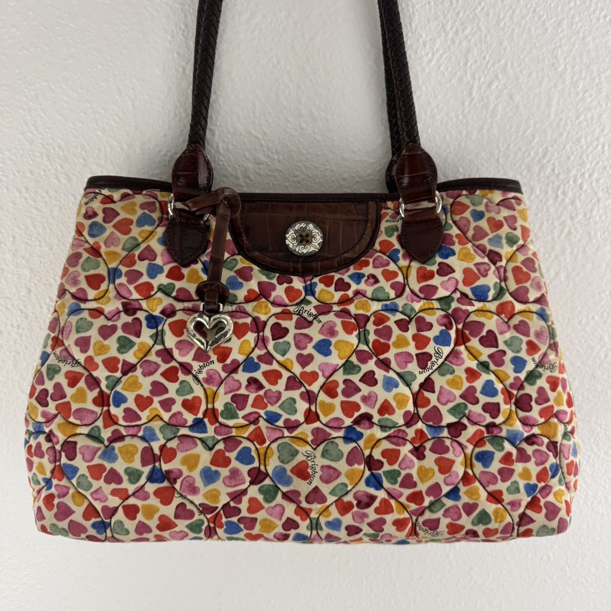Brighton BRIGHTON Multicolor Heart To Heart Quilted Shoulder Purse Size ONE SIZE - 3 Thumbnail