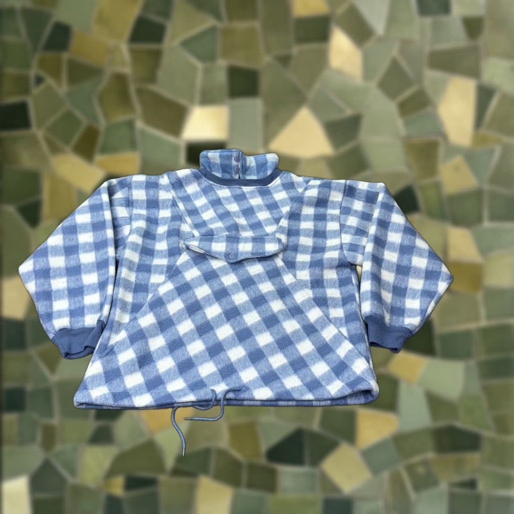 Vintage VINTAGE Northern Isles Pullover Womens Small Blue White Fleece Gingham Check Mock Neck Sweatshirt Size S / US 4 / IT 40 - 1 Thumbnail