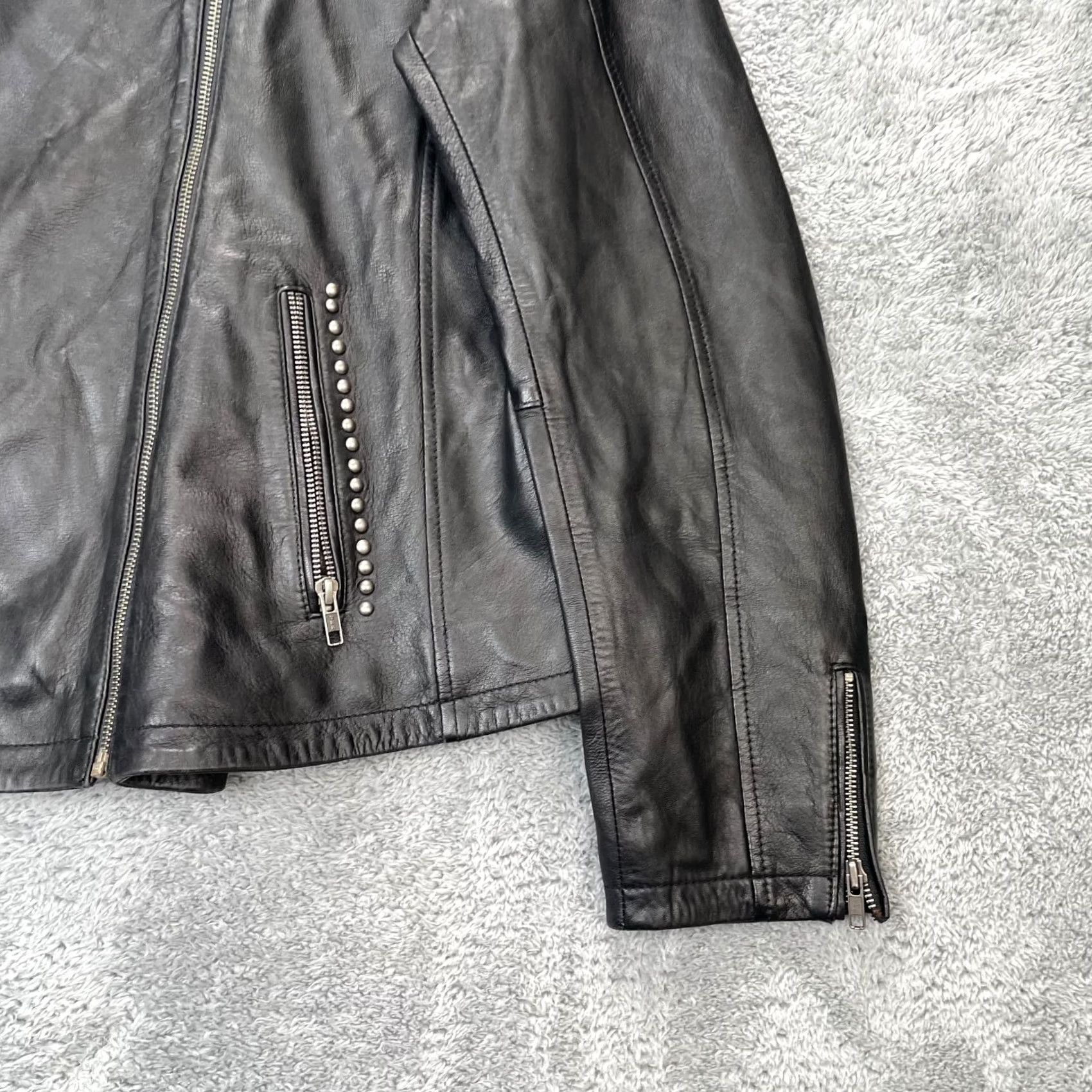 Vintage VINTAGE Excelled Jacket Womens XL Black Leather Biker Coat Studded Zipper Collared Short Sleeve Casual Size XL / US 12-14 / IT 48-50 - 2 Thumbnail
