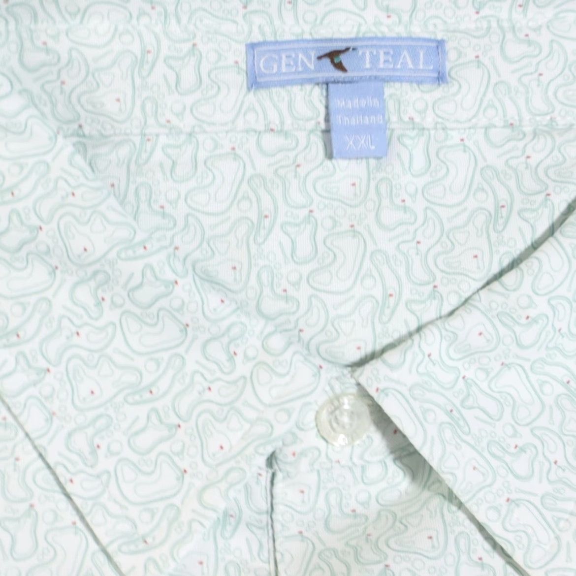Vintage Genteal Polo Shirt Mens 2XL White Burr Printed Golf Greens All Over Print High Stretch Short Sleeve Collared Shirt Size US XXL / EU 58 / 5 - 4 Thumbnail