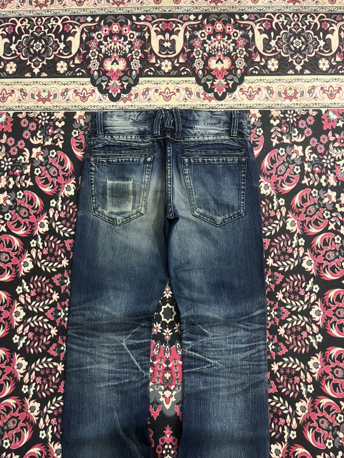 Tornado Mart Vintage Midas Snake Skin Studded Blue Crack Wash Flare Jeans Size US 30 / EU 46 - 8 Thumbnail