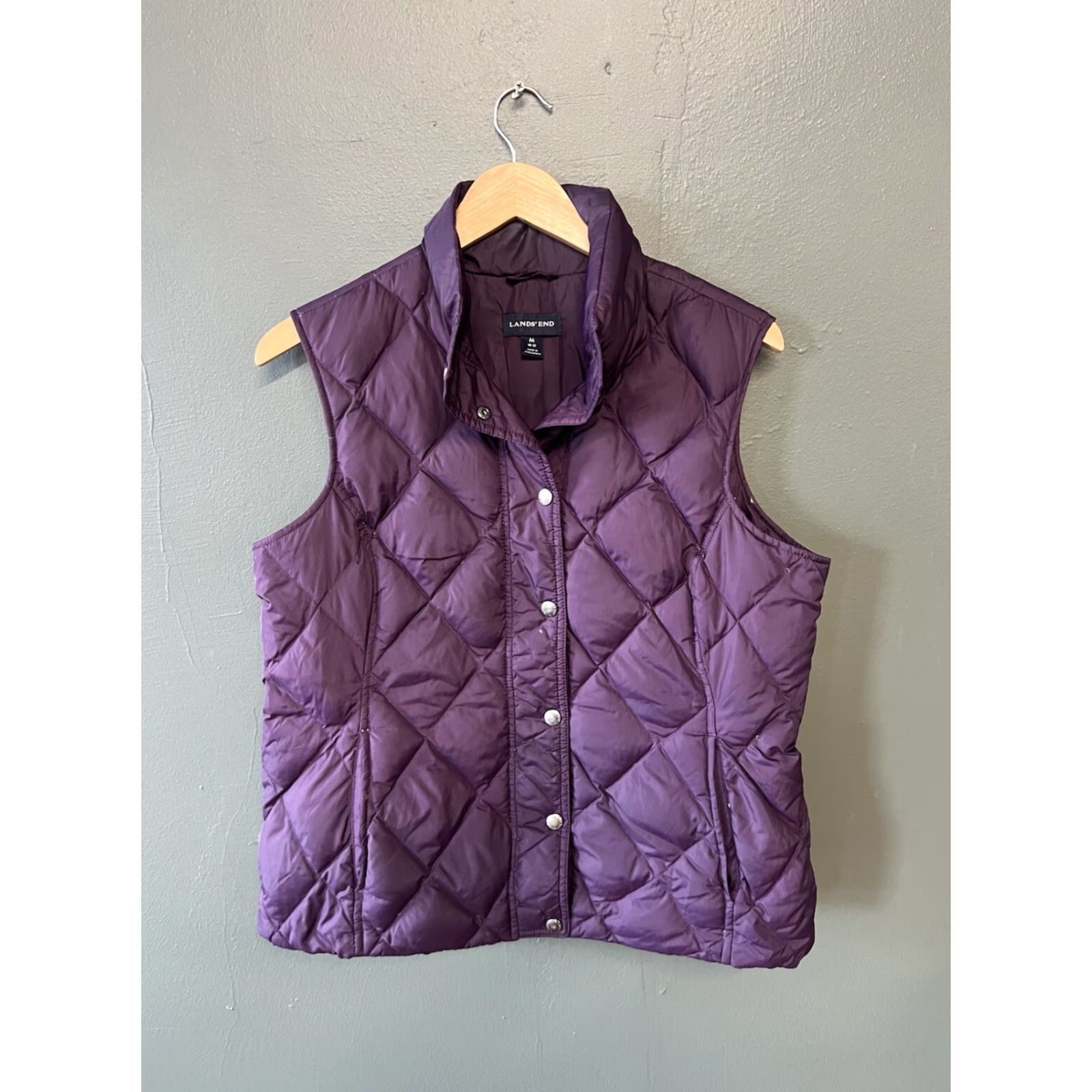 Lands' End Lands' End Womens Purple Sleeveless Quilted Puffer Vest Size Medium Outdoor Jacket Coat Vest Quilted Puffer Outdoor Womens M Purple Lands' End Size M / US 6-8 / IT 42-44 - 2 Thumbnail