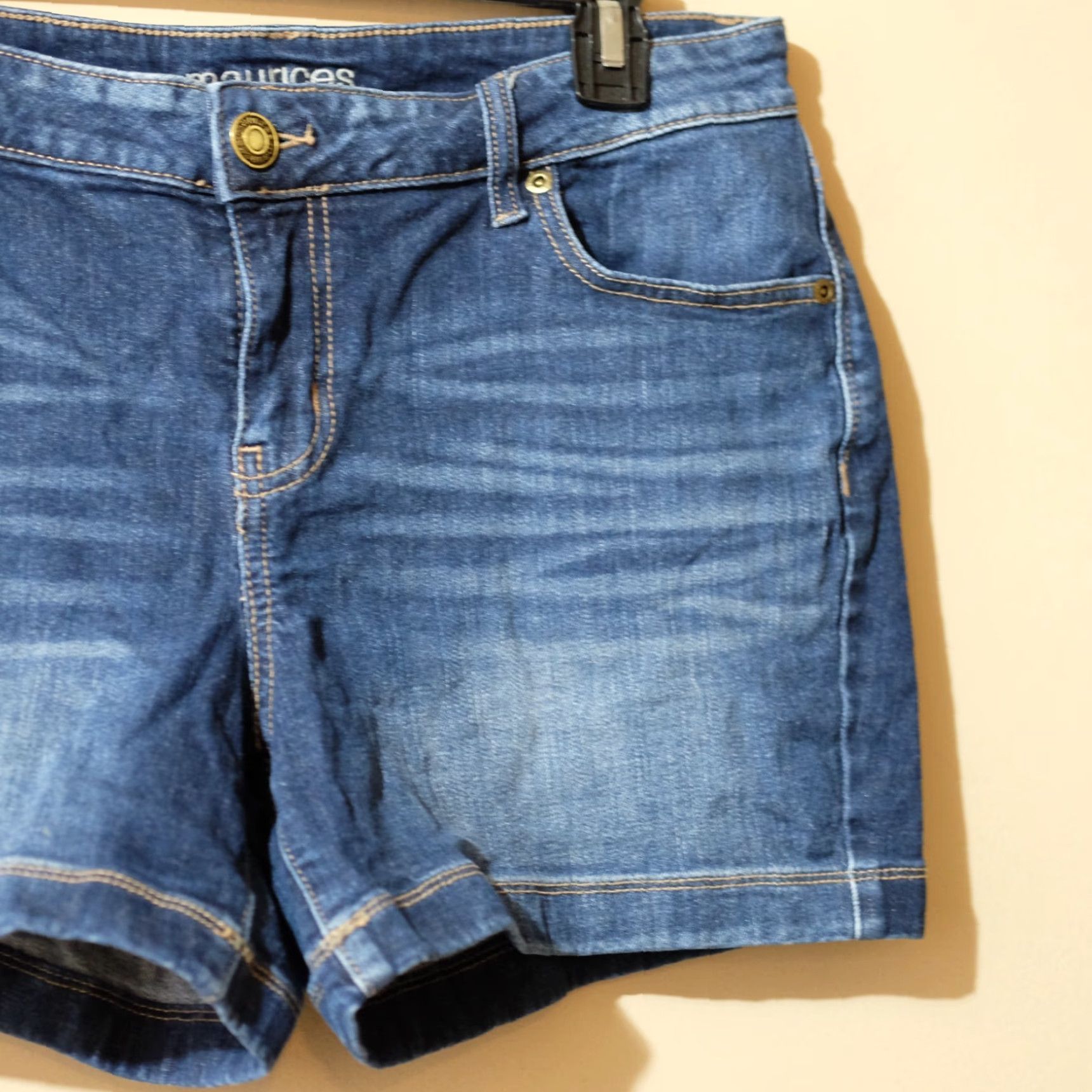 Vintage Maurices Denim Shorts Mid-Rise Stretch Dark Wash Women's 10 Blue 5-Pocket Design Regular Womens Shorts Mid Rise Stretch Denim 10, Maurices Size 24" / US 00 / IT 34 - 3 Thumbnail