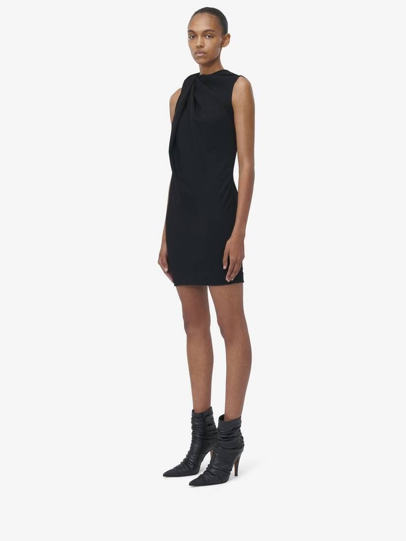 Alexander McQueen o1srvl11e0226 Knot Detail Mini Dress In Black Size L / US 10 / IT 46 - 4 Thumbnail