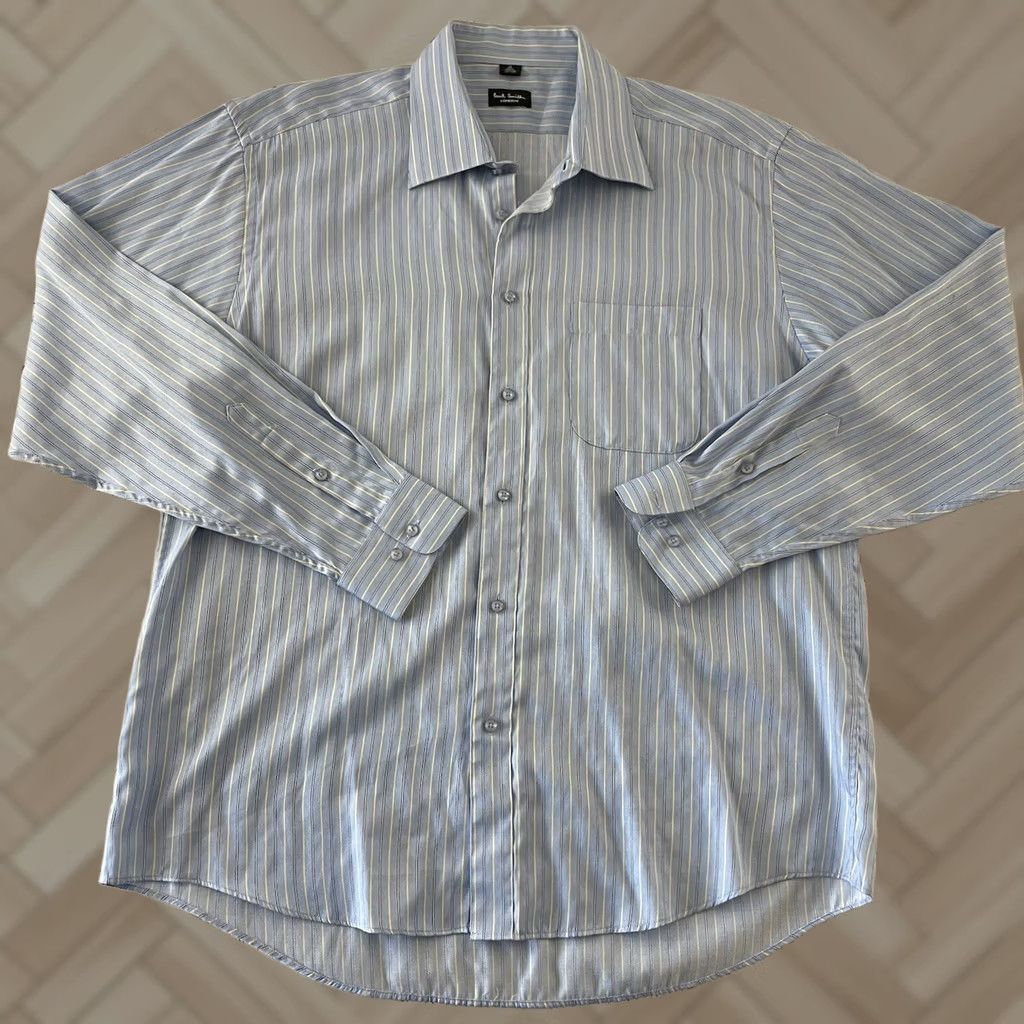 Paul Smith Paul Smith Striped Long Sleeve Shirt Men's 18 Blue Cotton Button-Up 100% Size US XXL / EU 58 / 5 - 1 Thumbnail