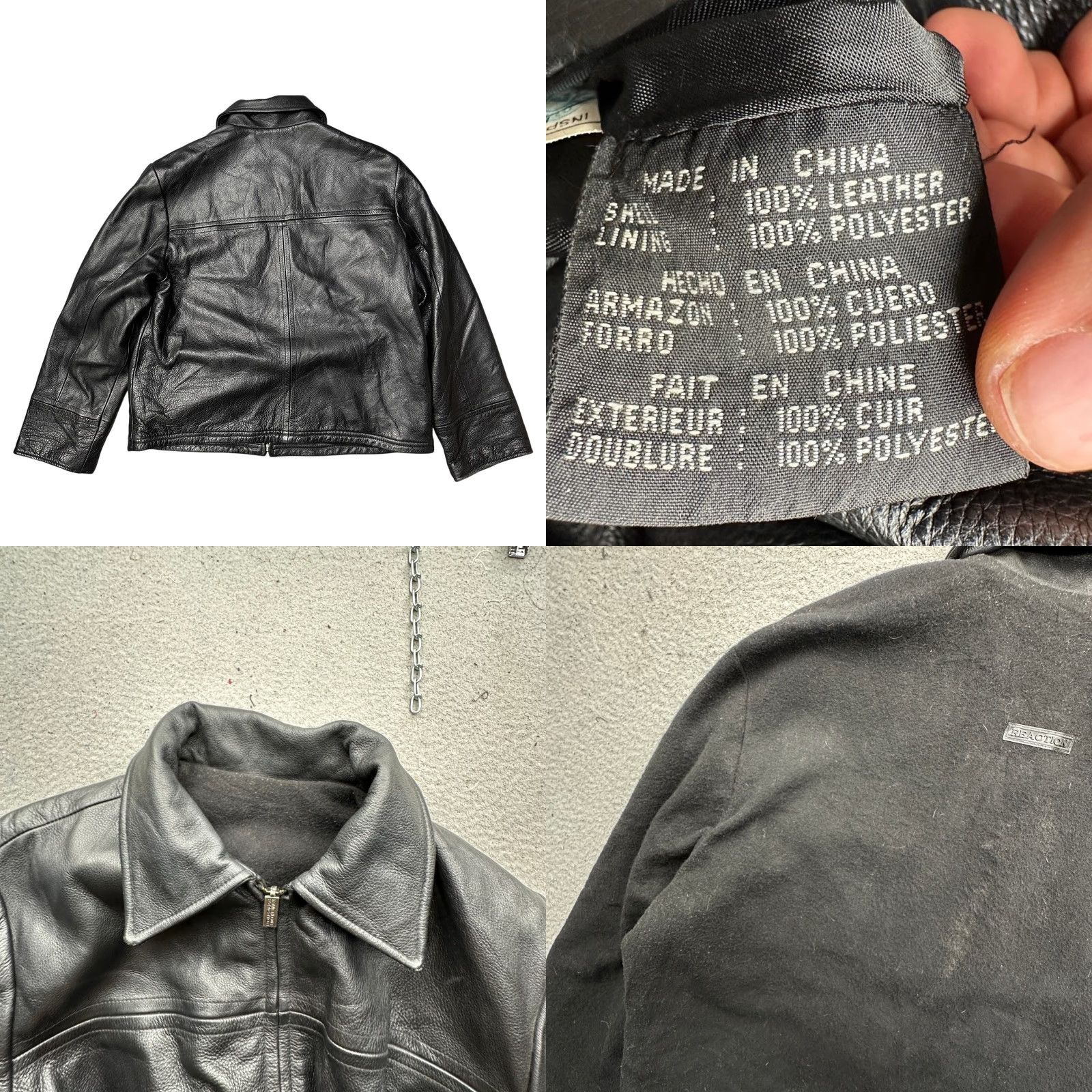 Kenneth Cole Kenneth Cole REACTION Reversible Leather Jacket Mens Large Black Gray Full Zip Jacket Mens L Black Gray Leather Reversible Coat Biker Men Size US L / EU 52-54 / 3 - 8 Thumbnail