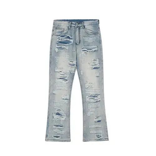 Japanese Brand × Jean Ripped Hole Retro Mens Baggy Jeans Size US 33 - 4 Thumbnail