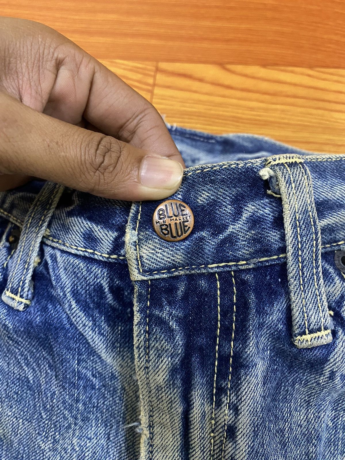 Blue Blue Japan Rare!! Blue Blue Jeans Denim Boro Distressed Style Size US 31 - 7 Thumbnail