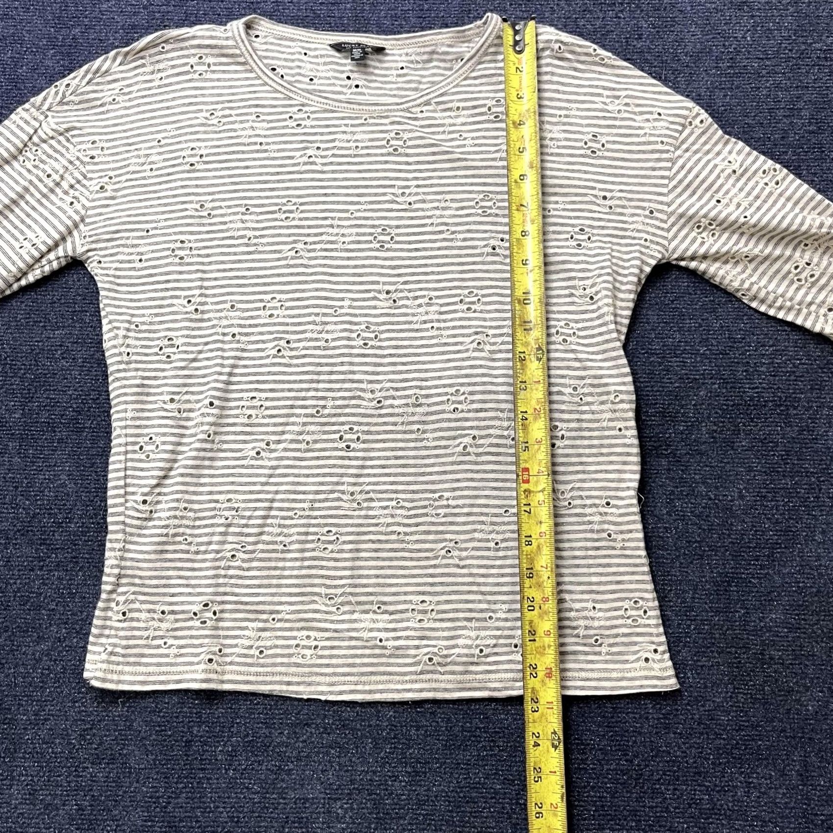 Lucky Brand Lucky Brand Shirt Womens Medium White Striped Eyelet Embroidered 3/4 Sleeve Top Size M / US 6-8 / IT 42-44 - 4 Thumbnail