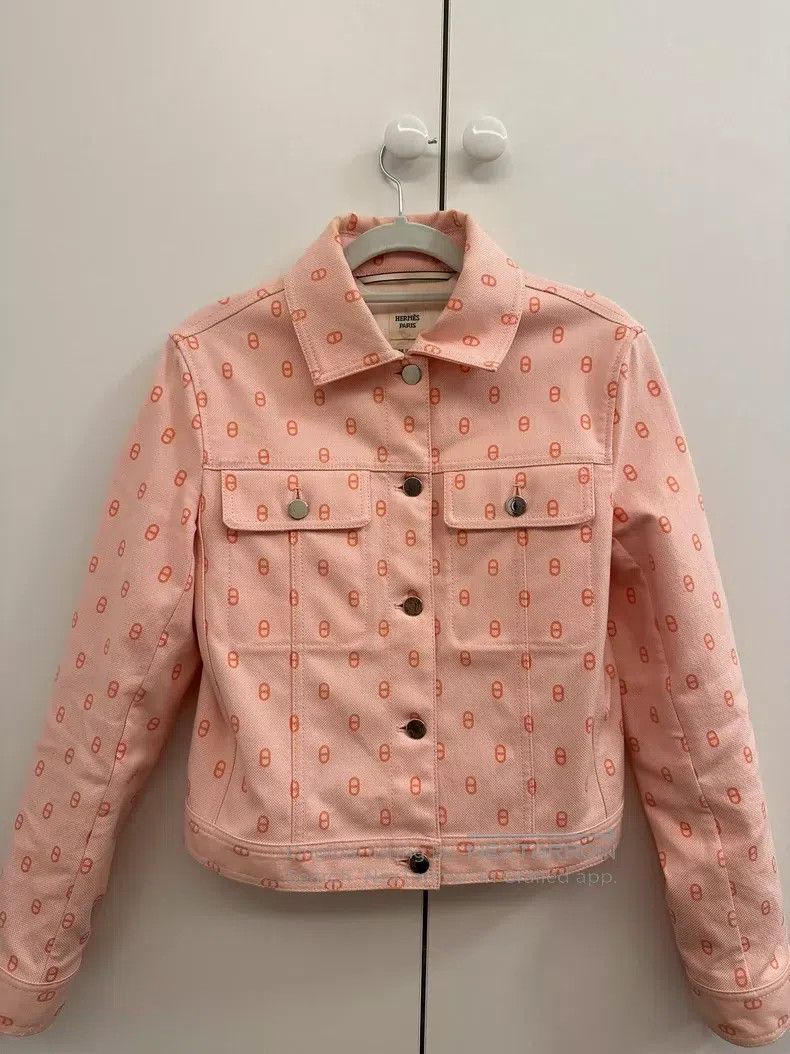 Hermes Hermes Pink pig nose logo denim jacket Size XS / US 0-2 / IT 36-38 - 1 Thumbnail